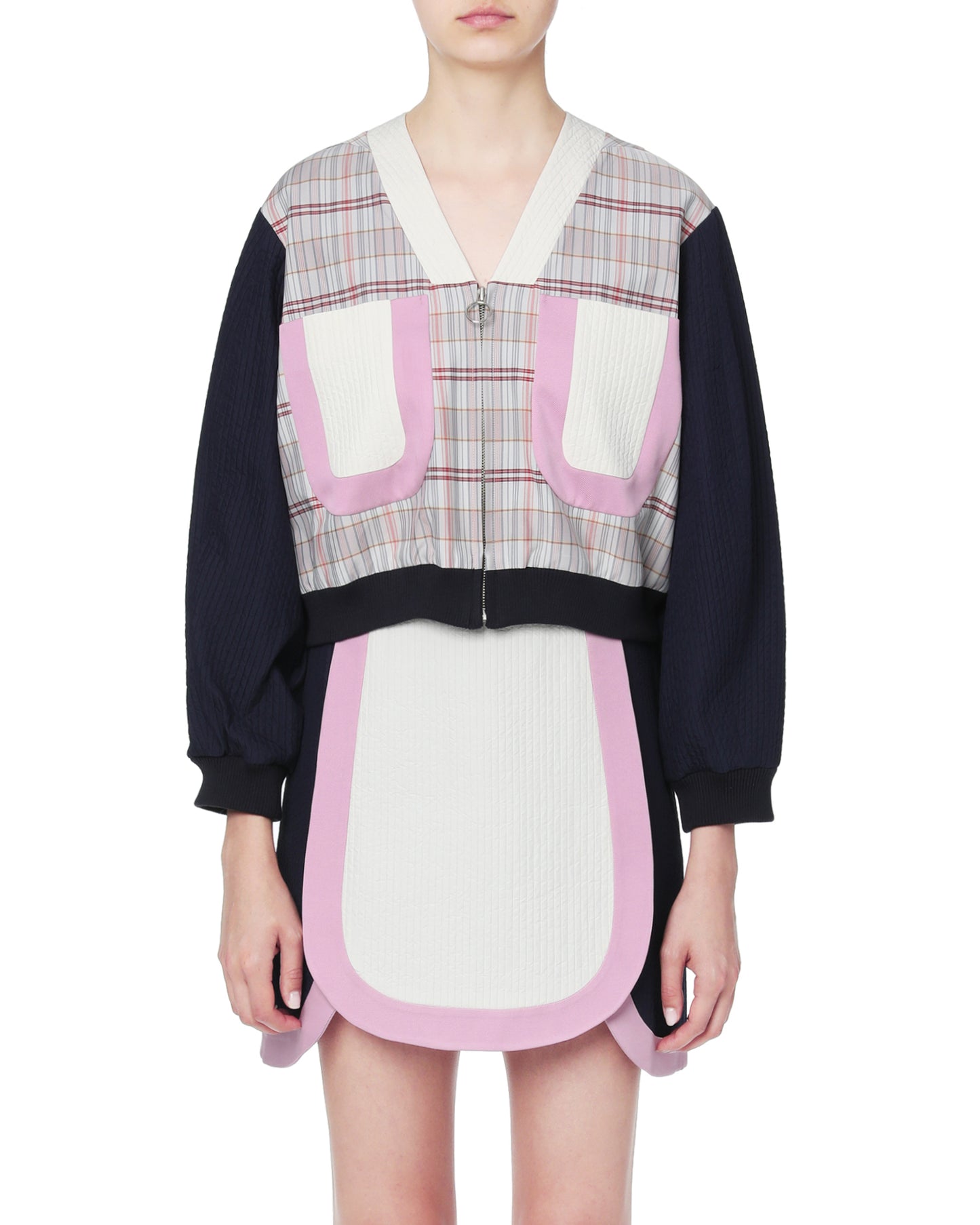 GAYEON LEE Cropped contrast plaid jacket