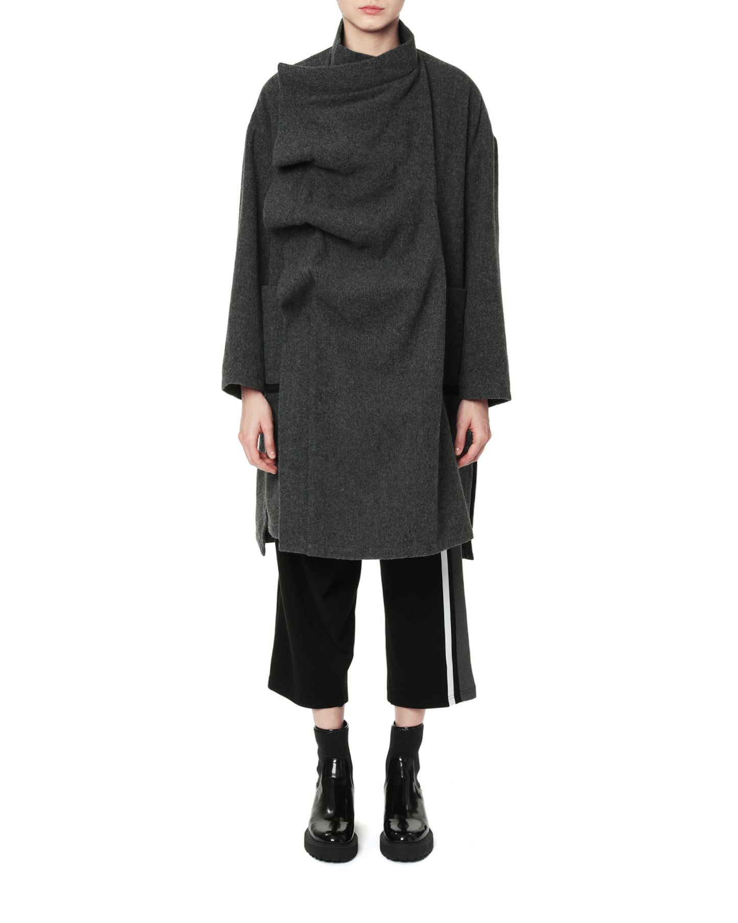 GOMME Gathered wrap coat