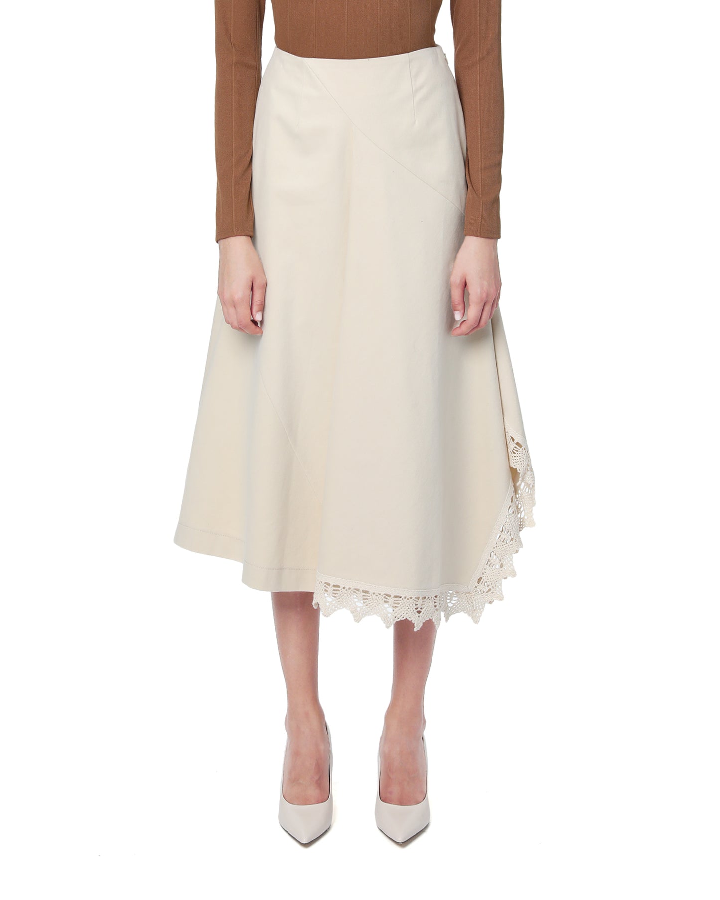 GOEN.J Flared lace-trimmed skirt