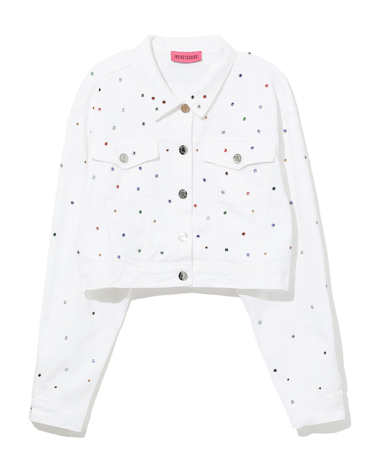 IRENEISGOOD Rainbow strass denim jacket