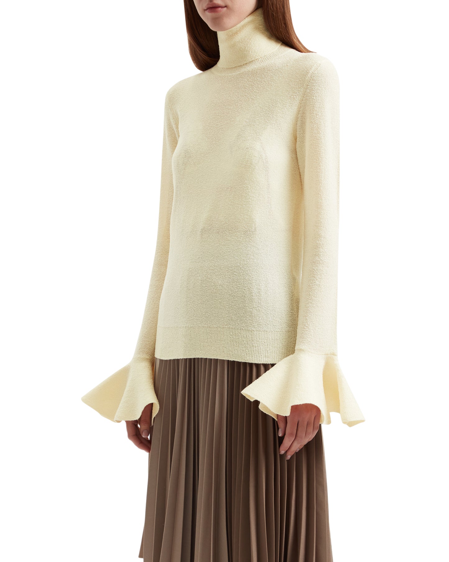 JIL SANDER Bell cuff turtle neck knitted top