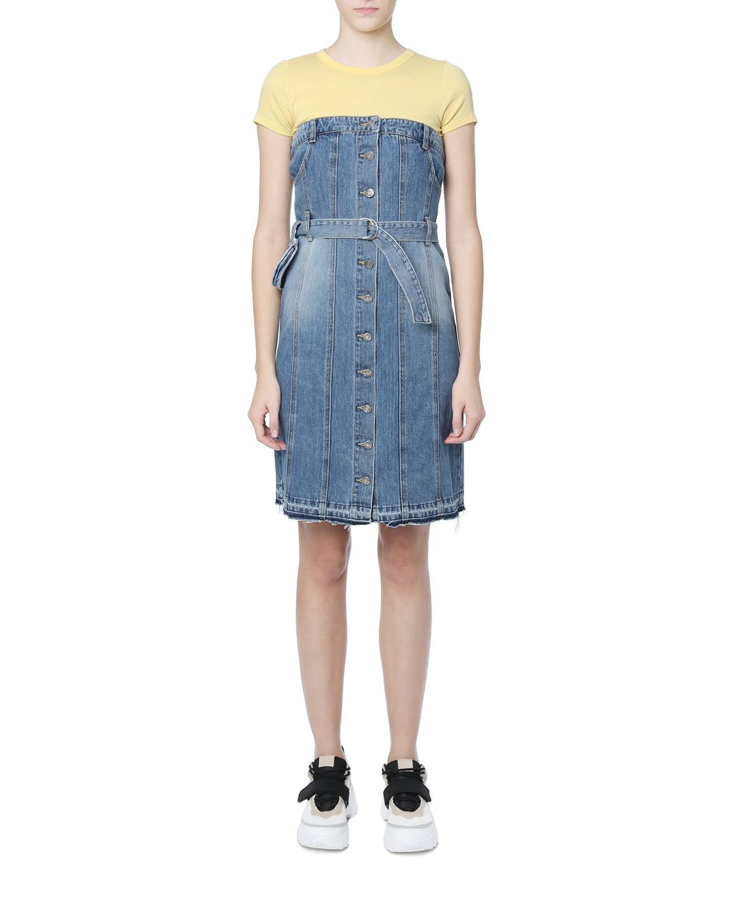 SJYP Belted denim tube dress