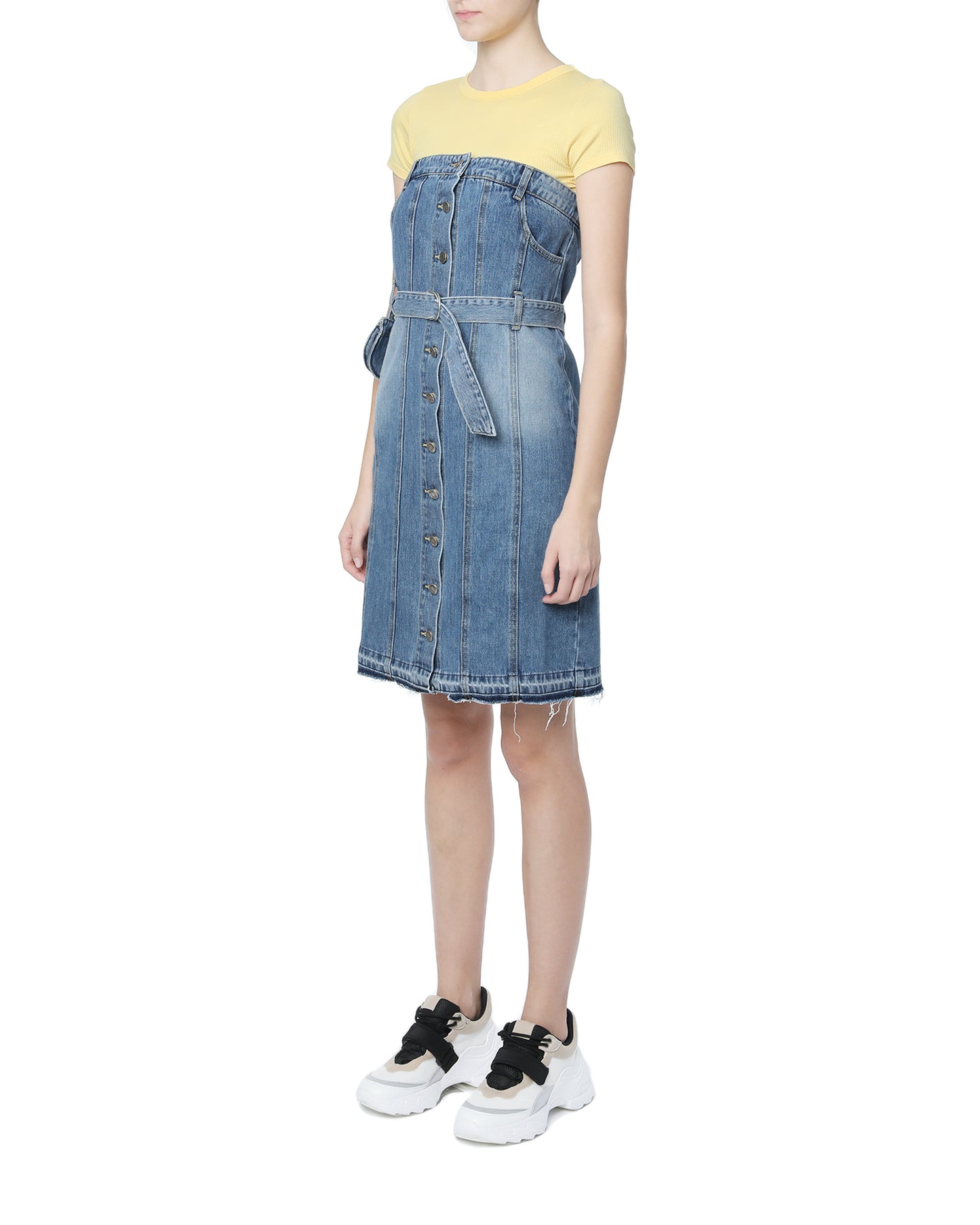 SJYP Belted denim tube dress