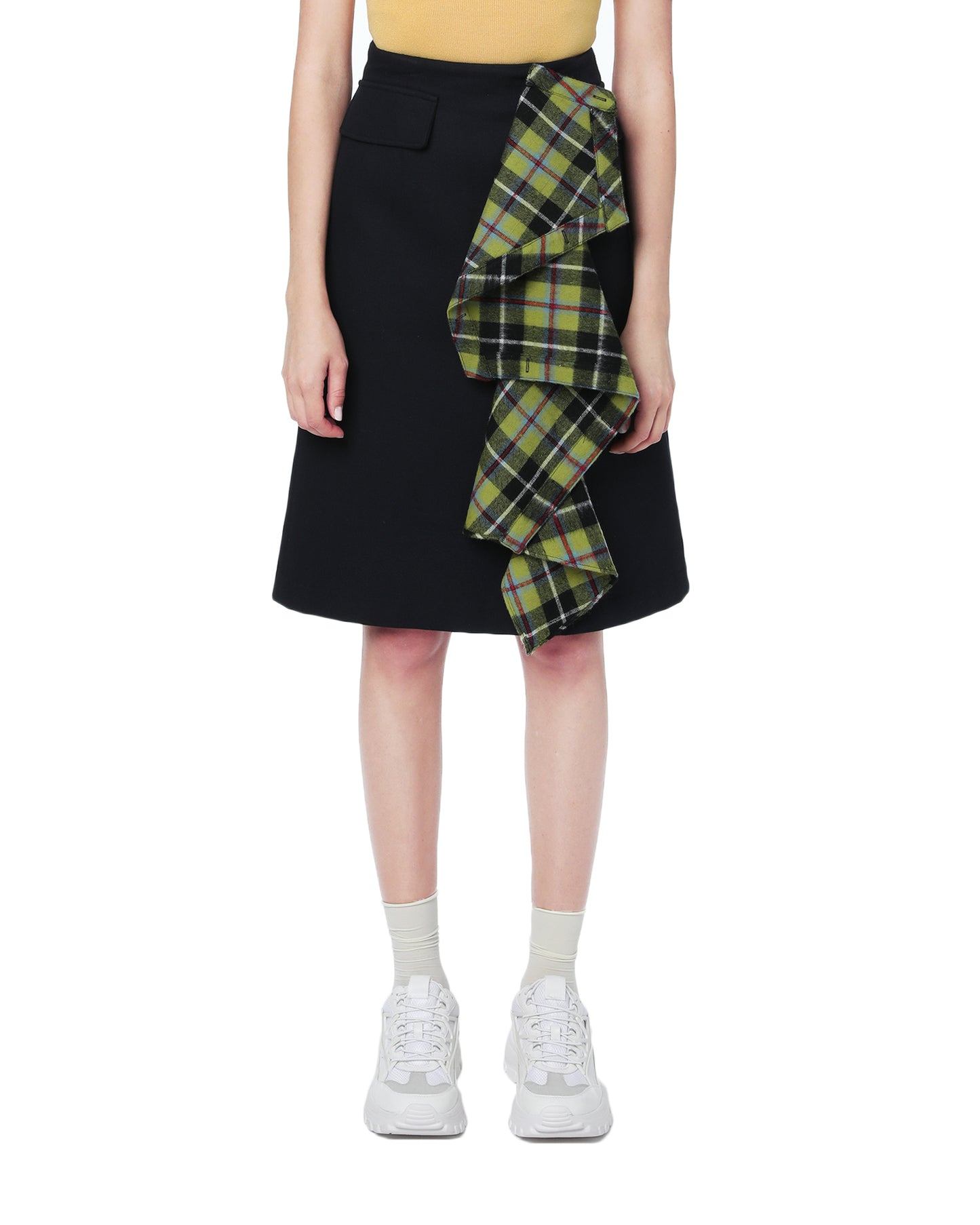 SJYP Contrast plaid ruffle skirt