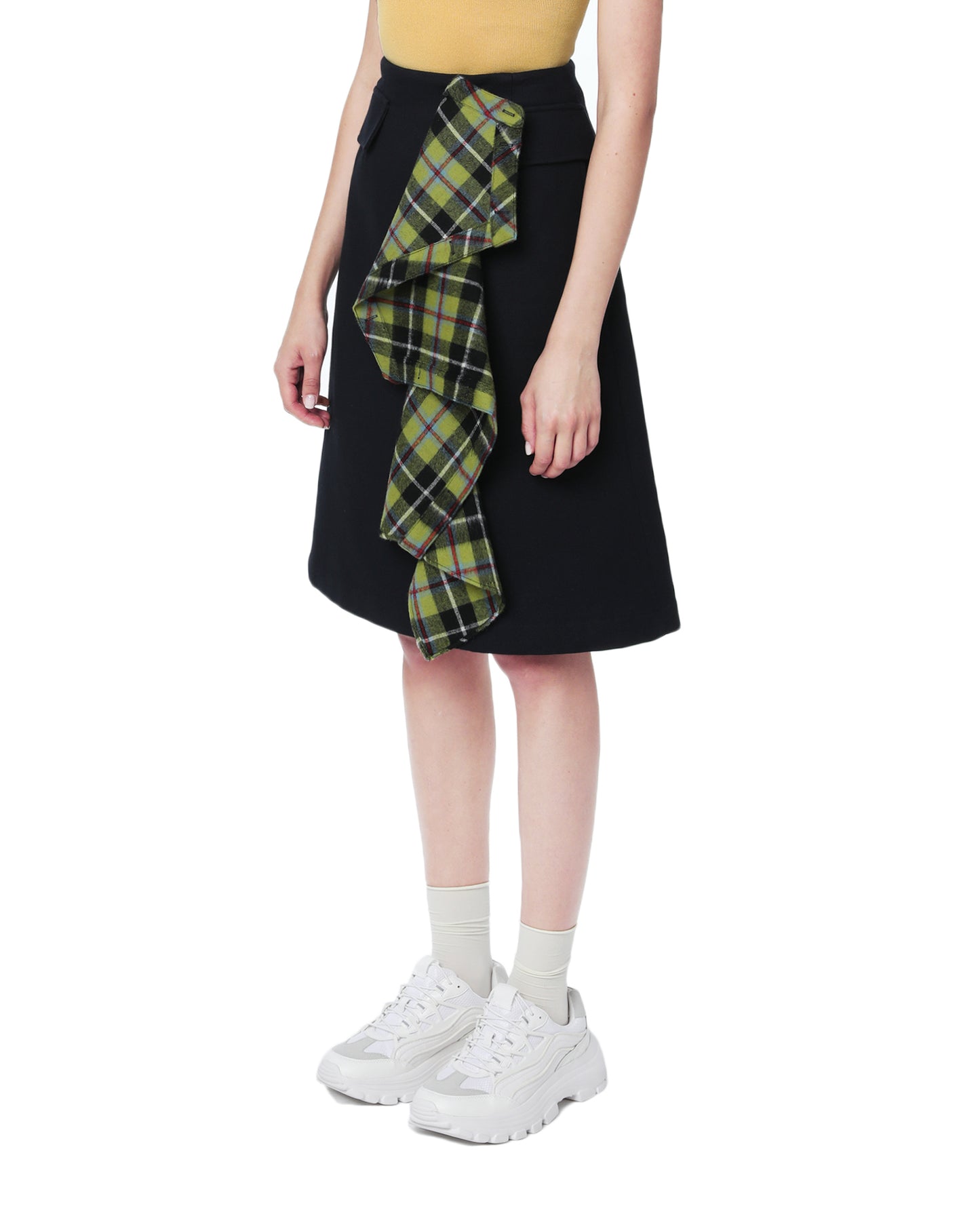 SJYP Contrast plaid ruffle skirt