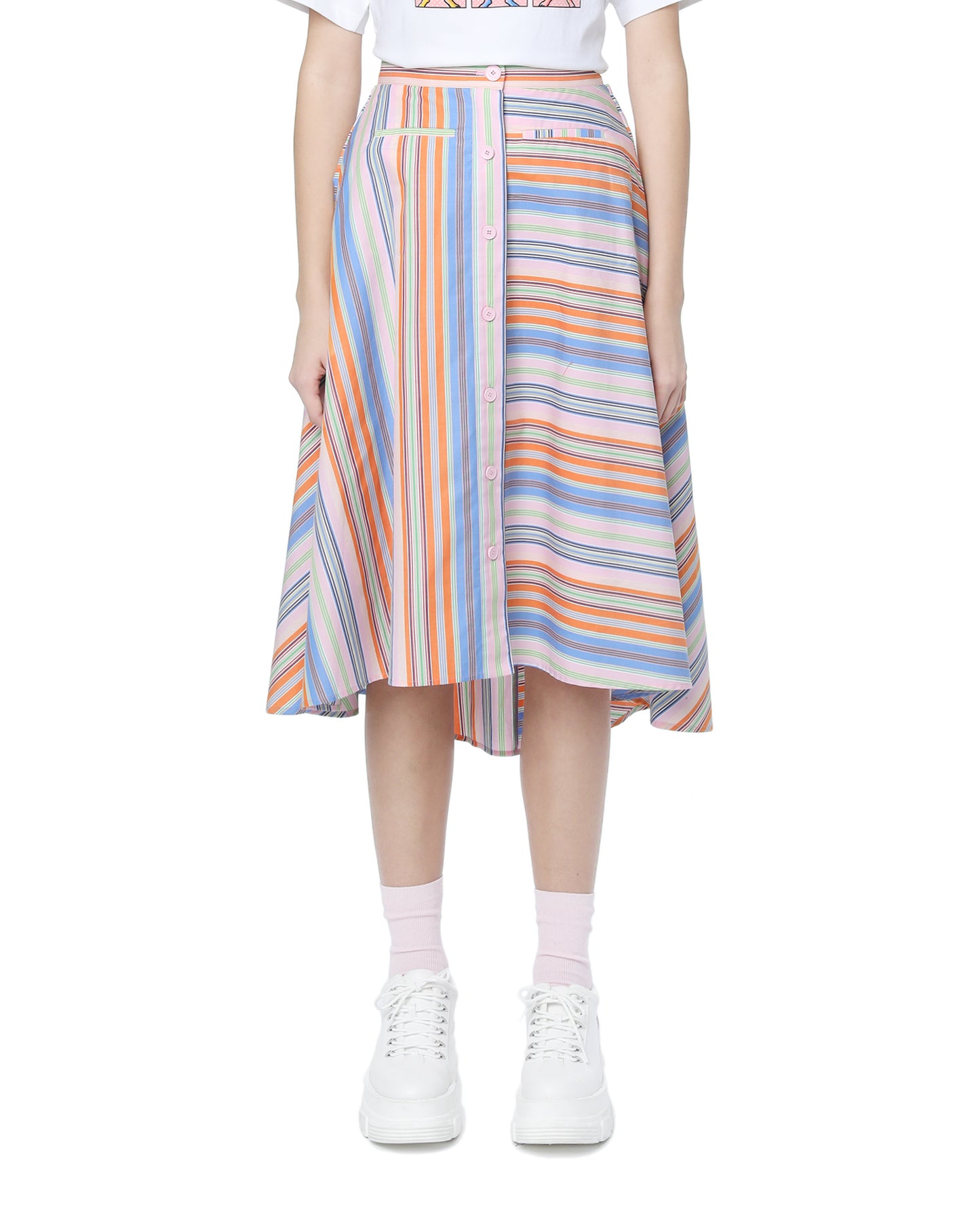 SJYP Stripe pattern shirt skirt