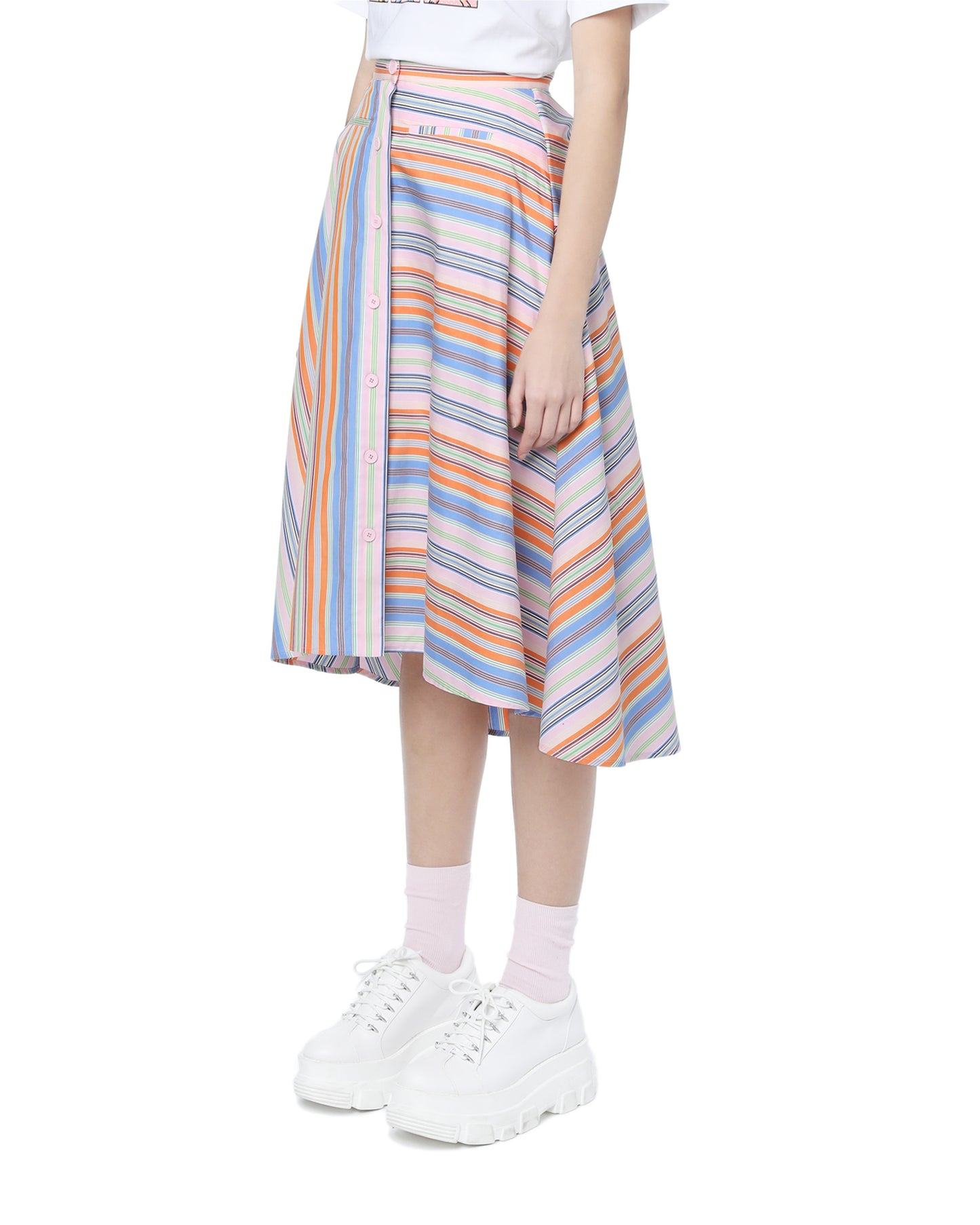 SJYP Stripe pattern shirt skirt