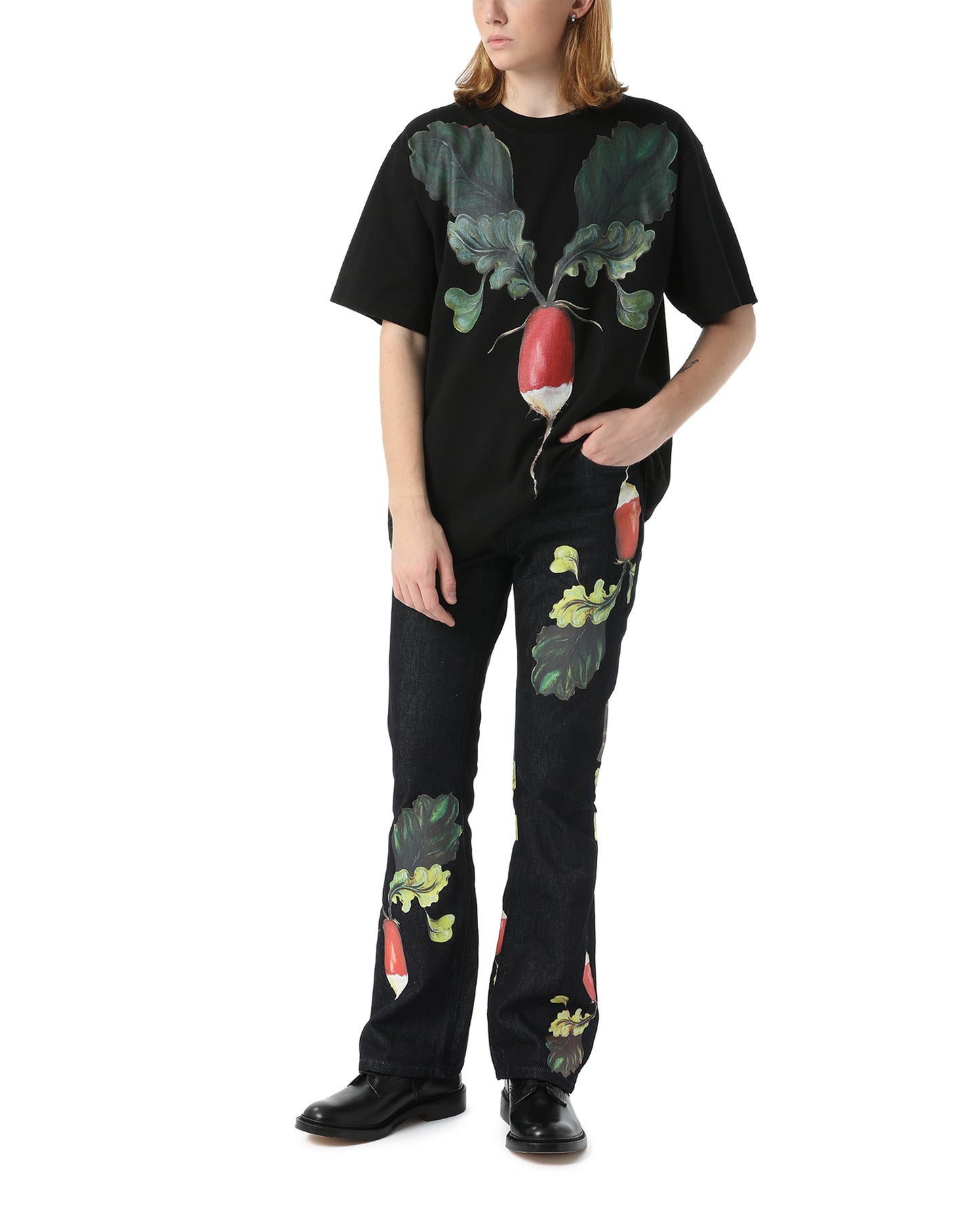 JW ANDERSON Veggie print bootleg jeans