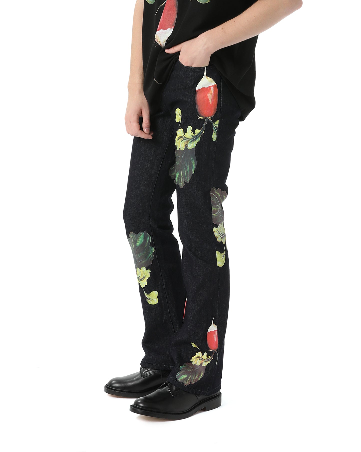 JW ANDERSON Veggie print bootleg jeans