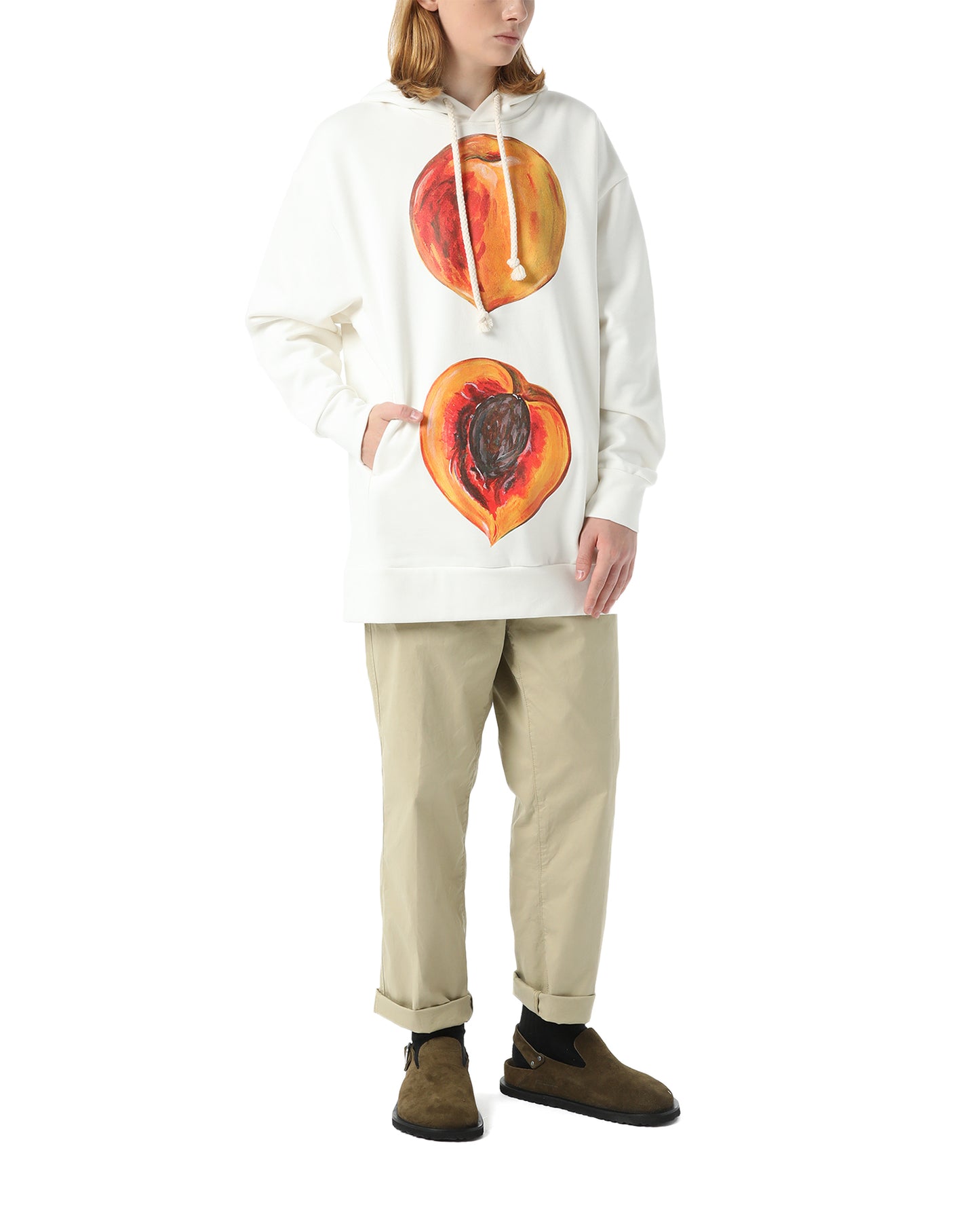 JW ANDERSON Oversized peach printed hoodie