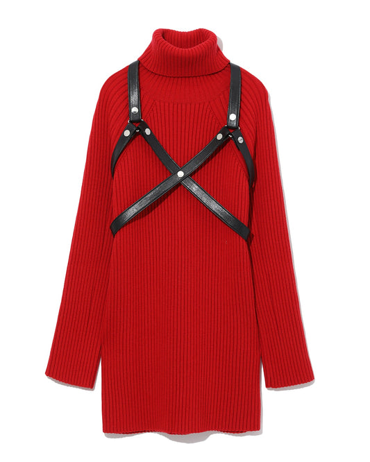 JUNYA WATANABE Ribbed turtleneck harness dress