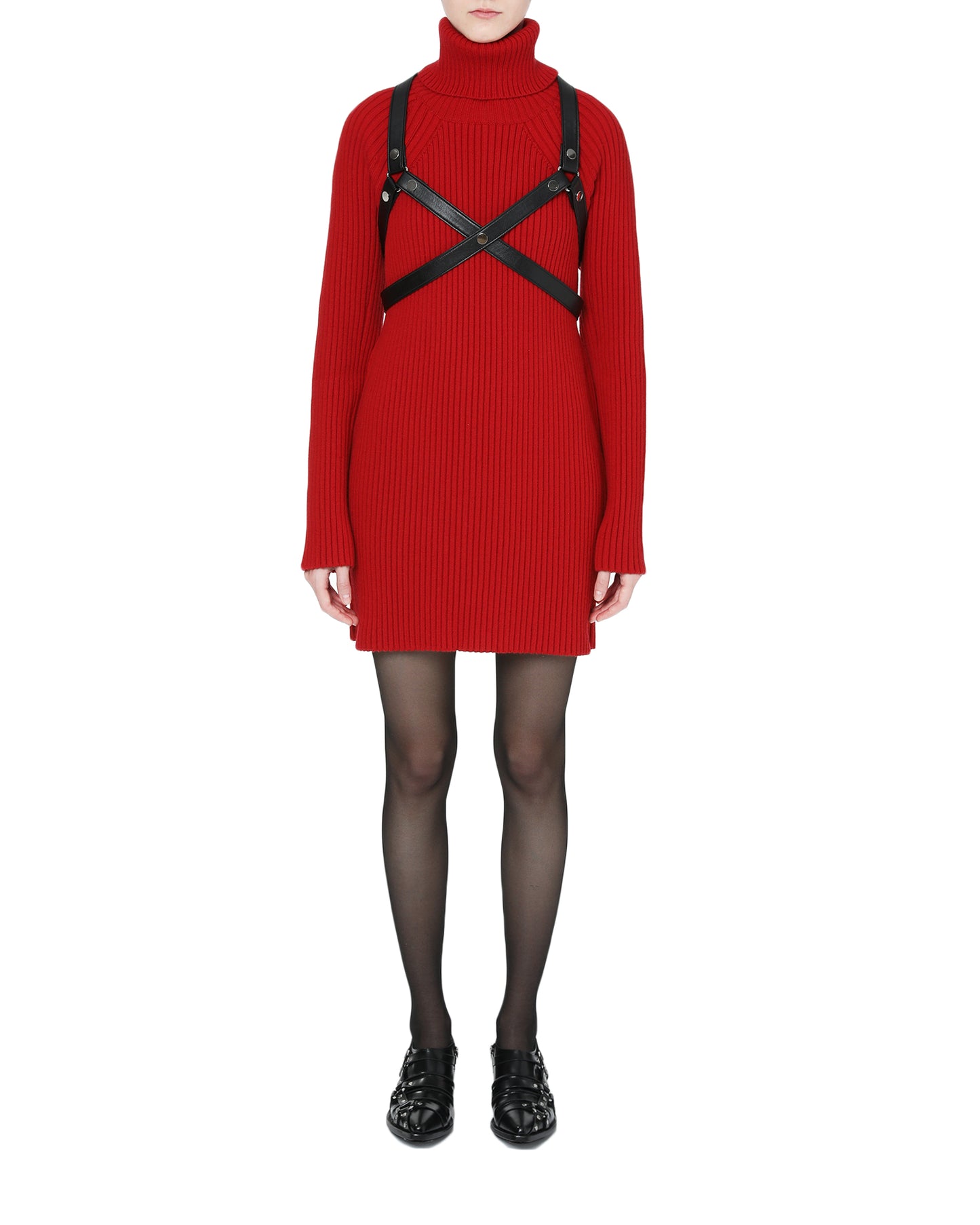 JUNYA WATANABE Ribbed turtleneck harness dress