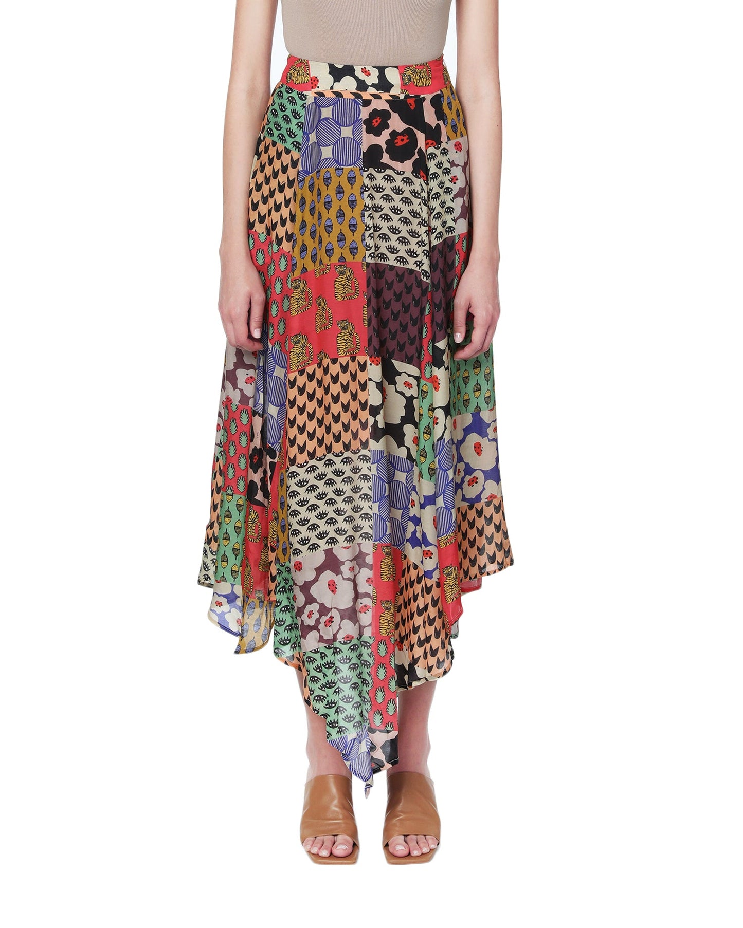 DHRUV KAPOOR Patchwork drape skirt