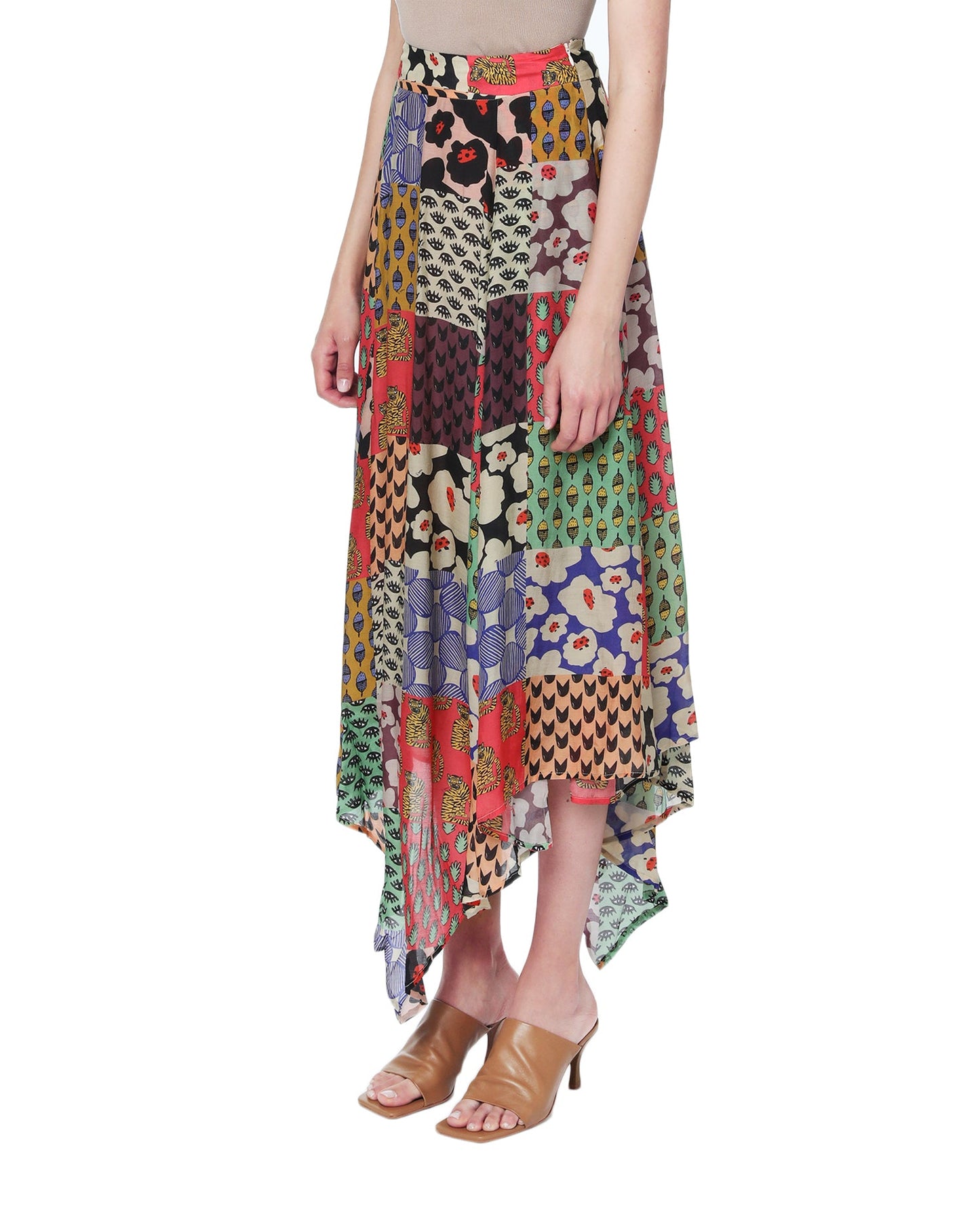 DHRUV KAPOOR Patchwork drape skirt