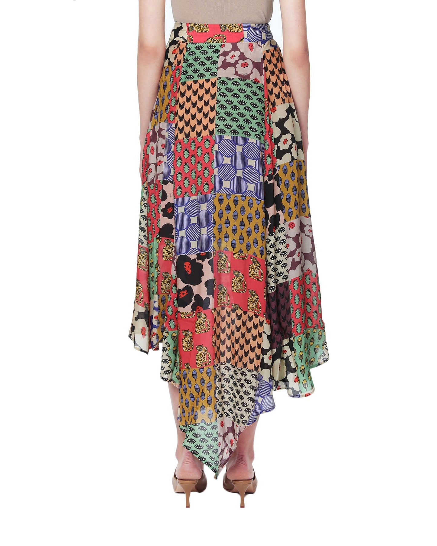 DHRUV KAPOOR Patchwork drape skirt