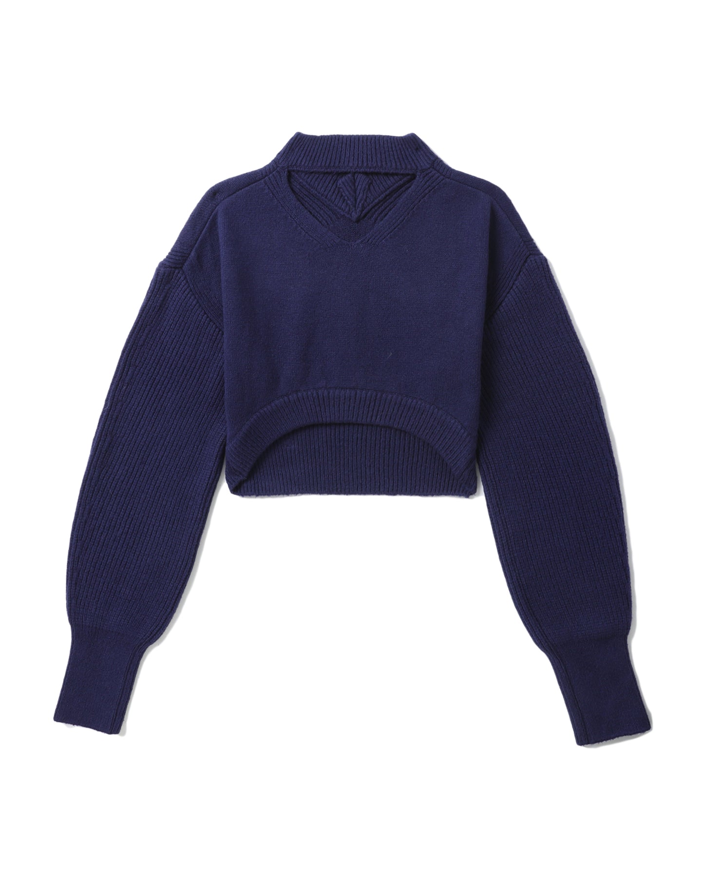 LOW CLASSIC Back point cropped knit sweater