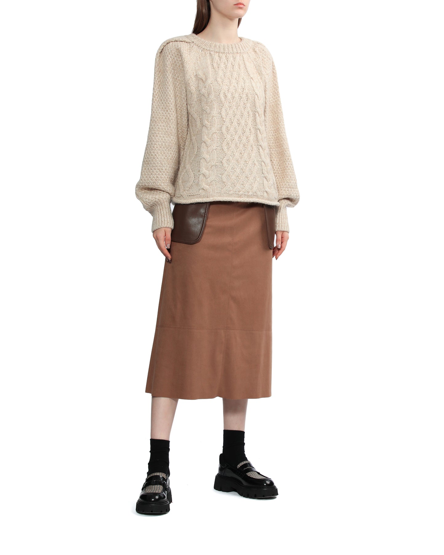 LOW CLASSIC Relaxed cable knit sweater