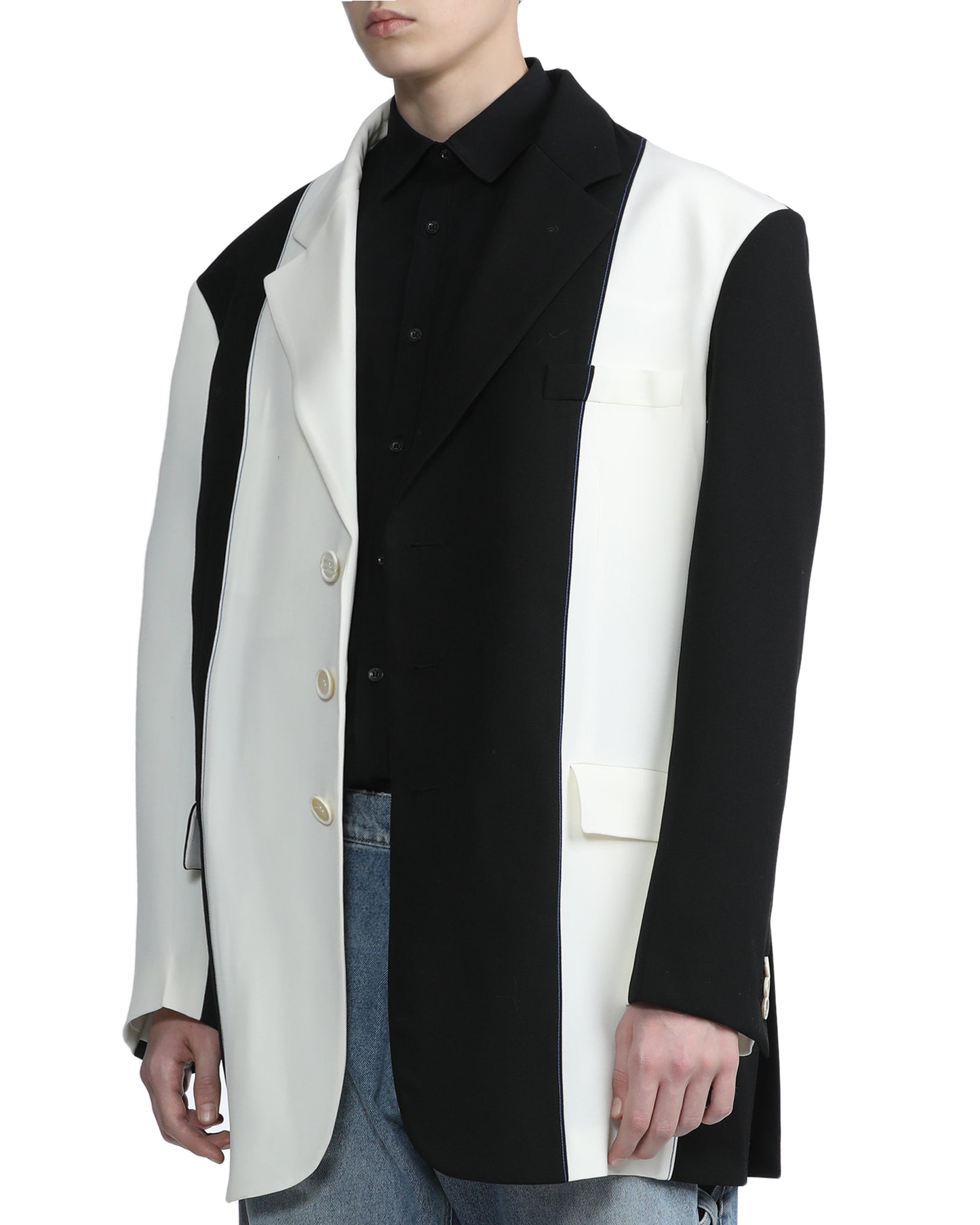 MARNI Black & White stripe wool blazer