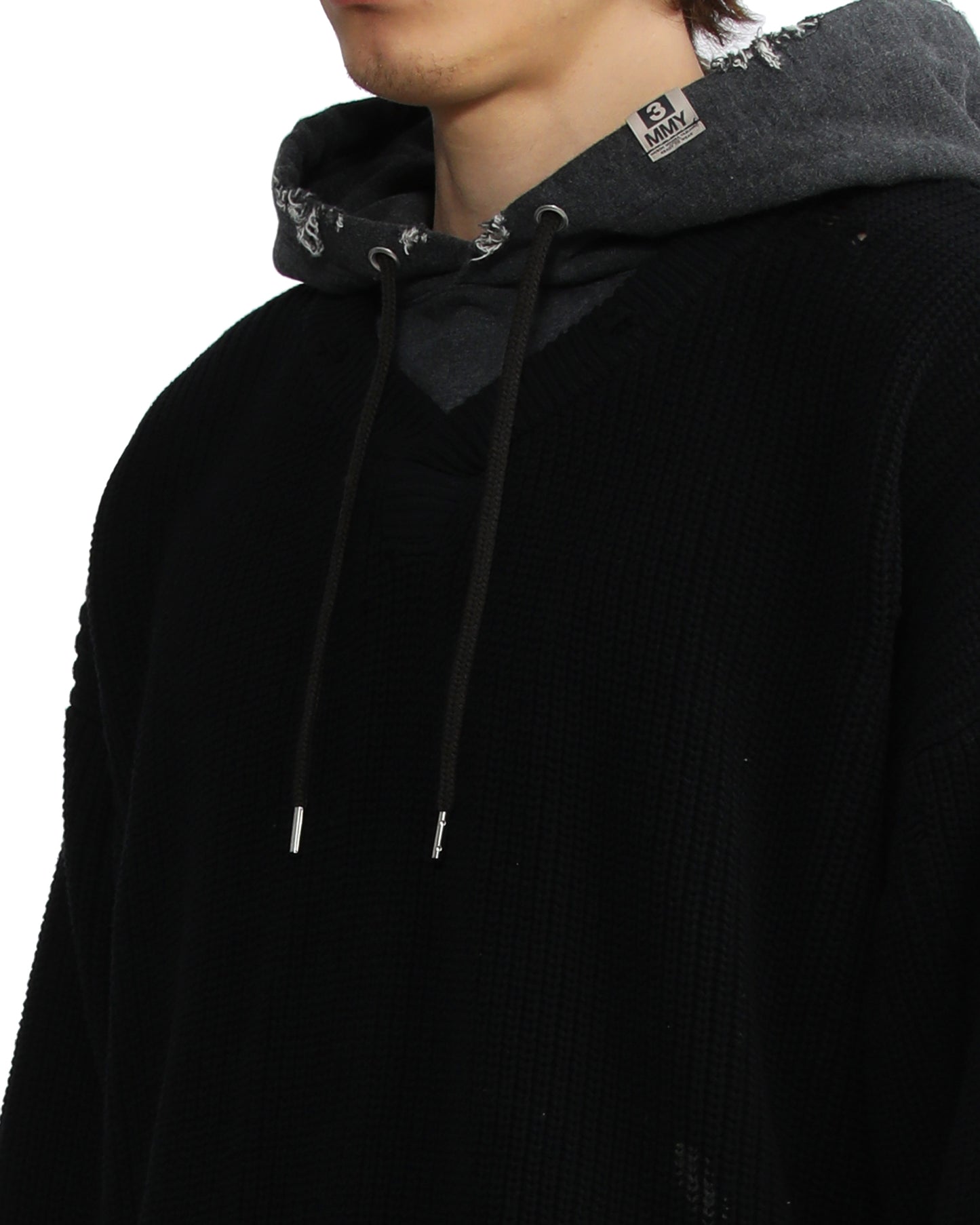 Mihara Yasuhiro knit top with cotton sweat hood