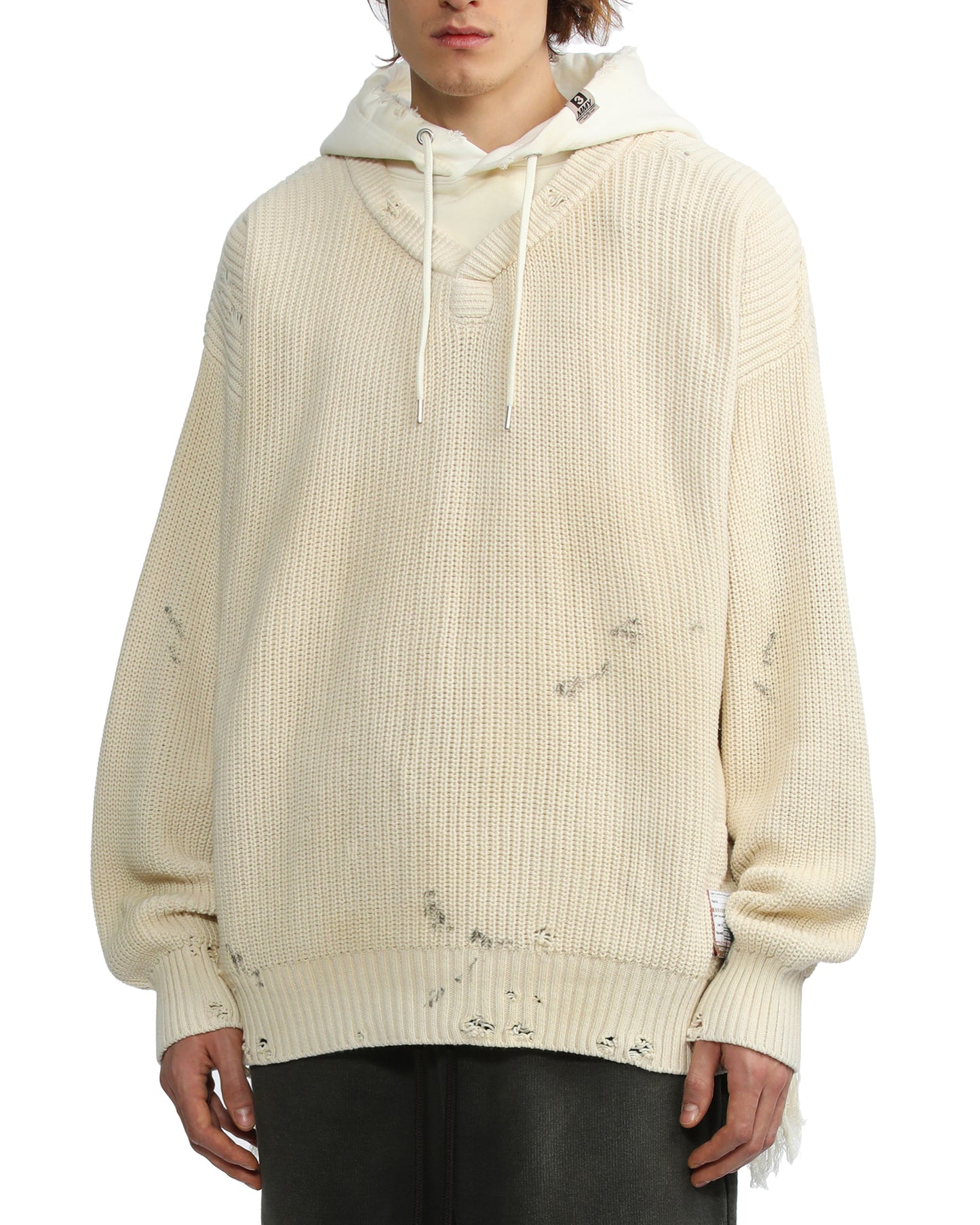 Mihara Yasuhiro knit top with cotton sweat hood