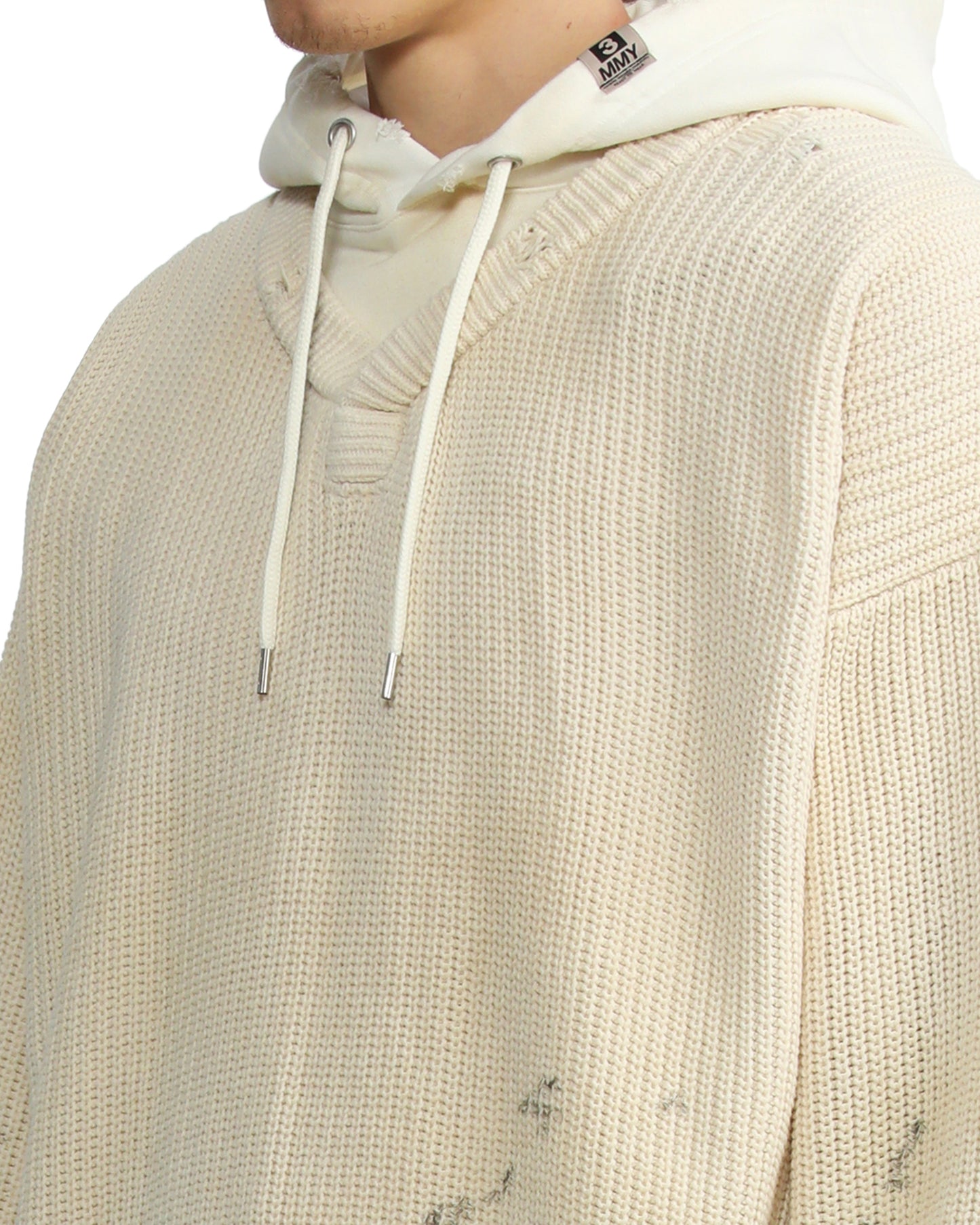 Mihara Yasuhiro knit top with cotton sweat hood