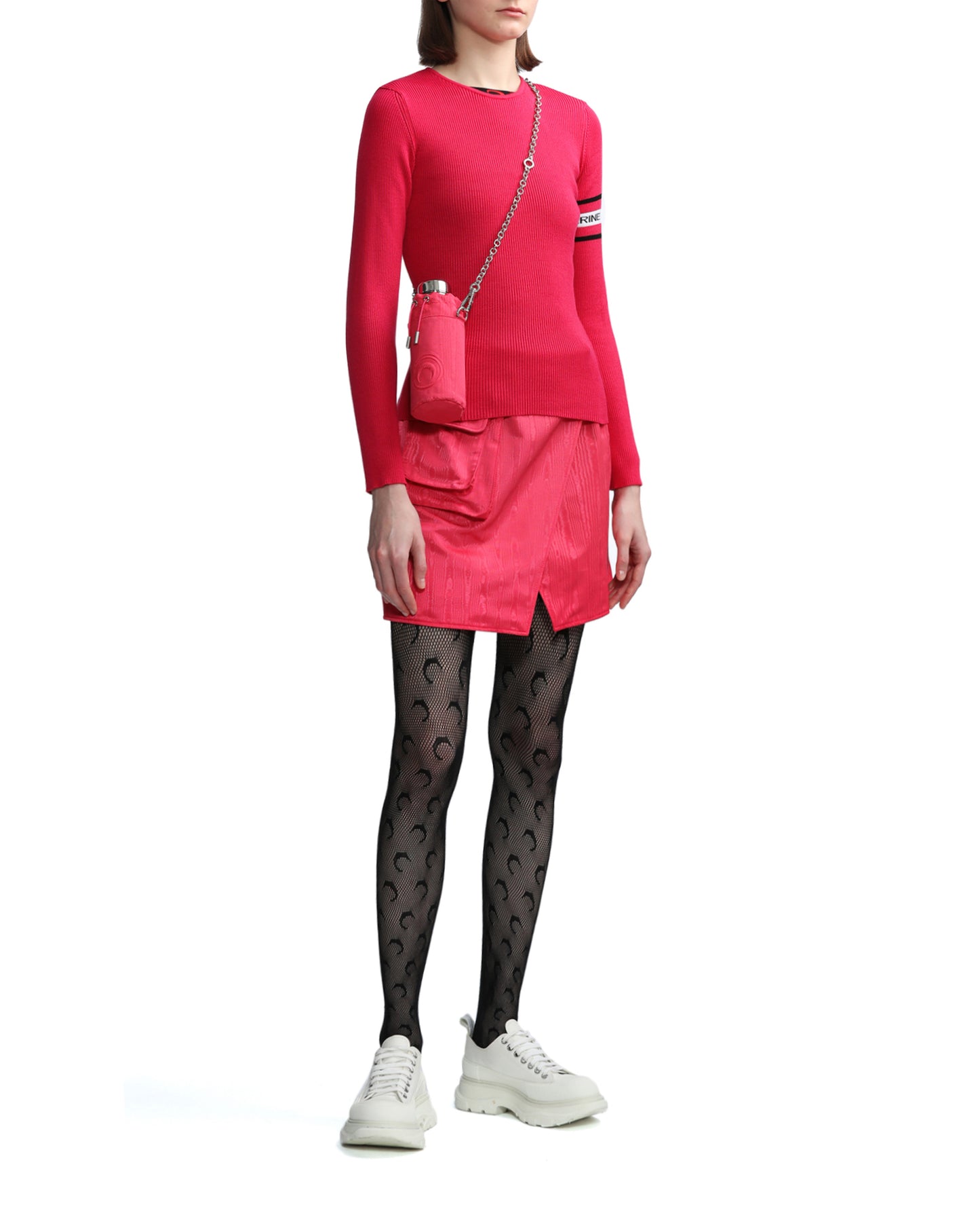 MARINE SERRE Fushia open back ribbed sweater