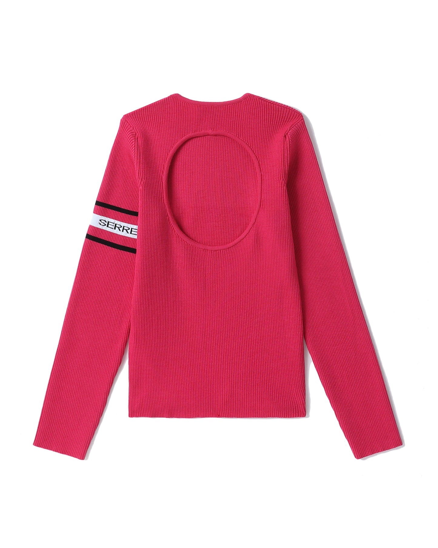 MARINE SERRE Fushia open back ribbed sweater