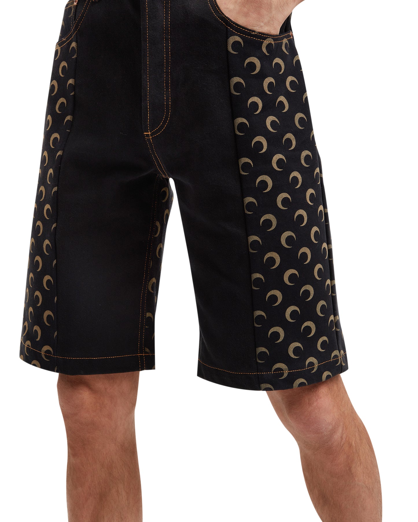 MARINE SERRE Moon-panel denim shorts