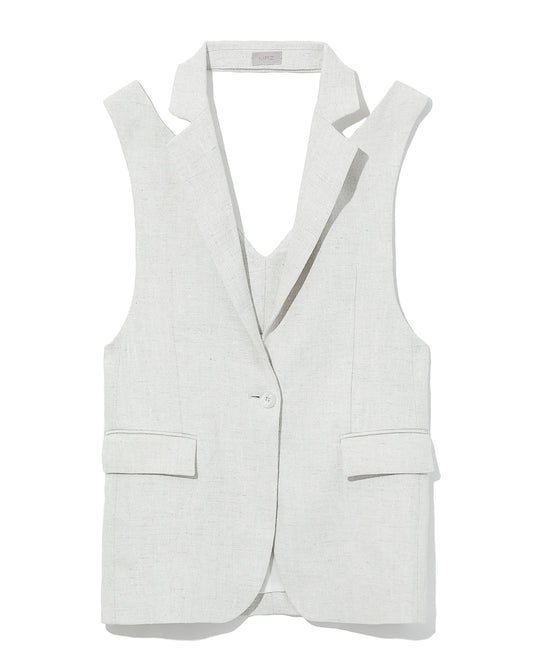 MRZ Shoulder cut-out linen vestcoat