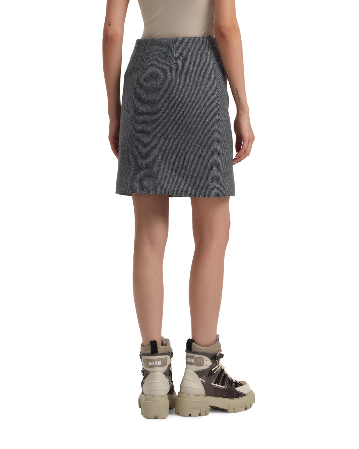 MSGM Distressed button skirt