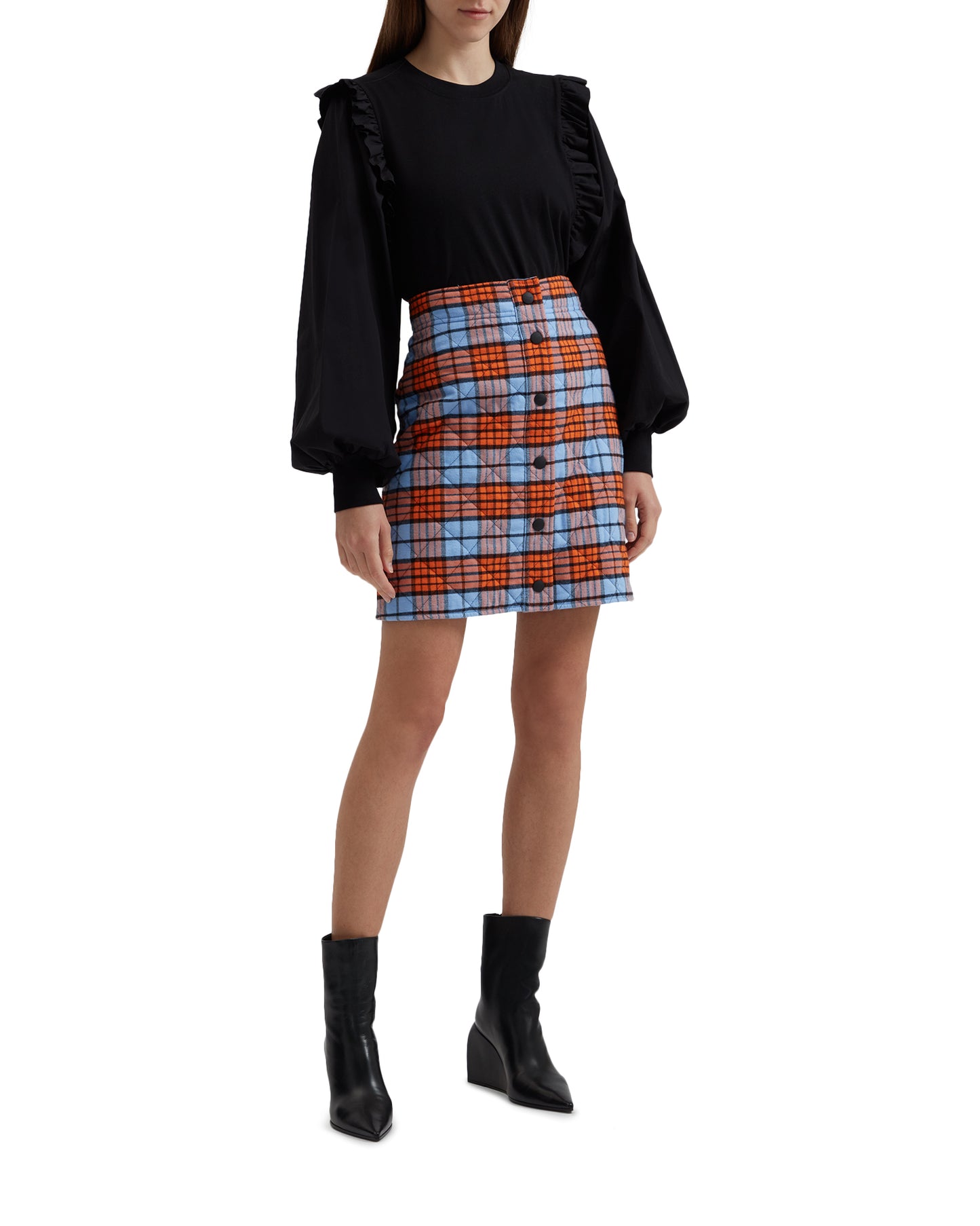 MSGM Plaid A-line skirt