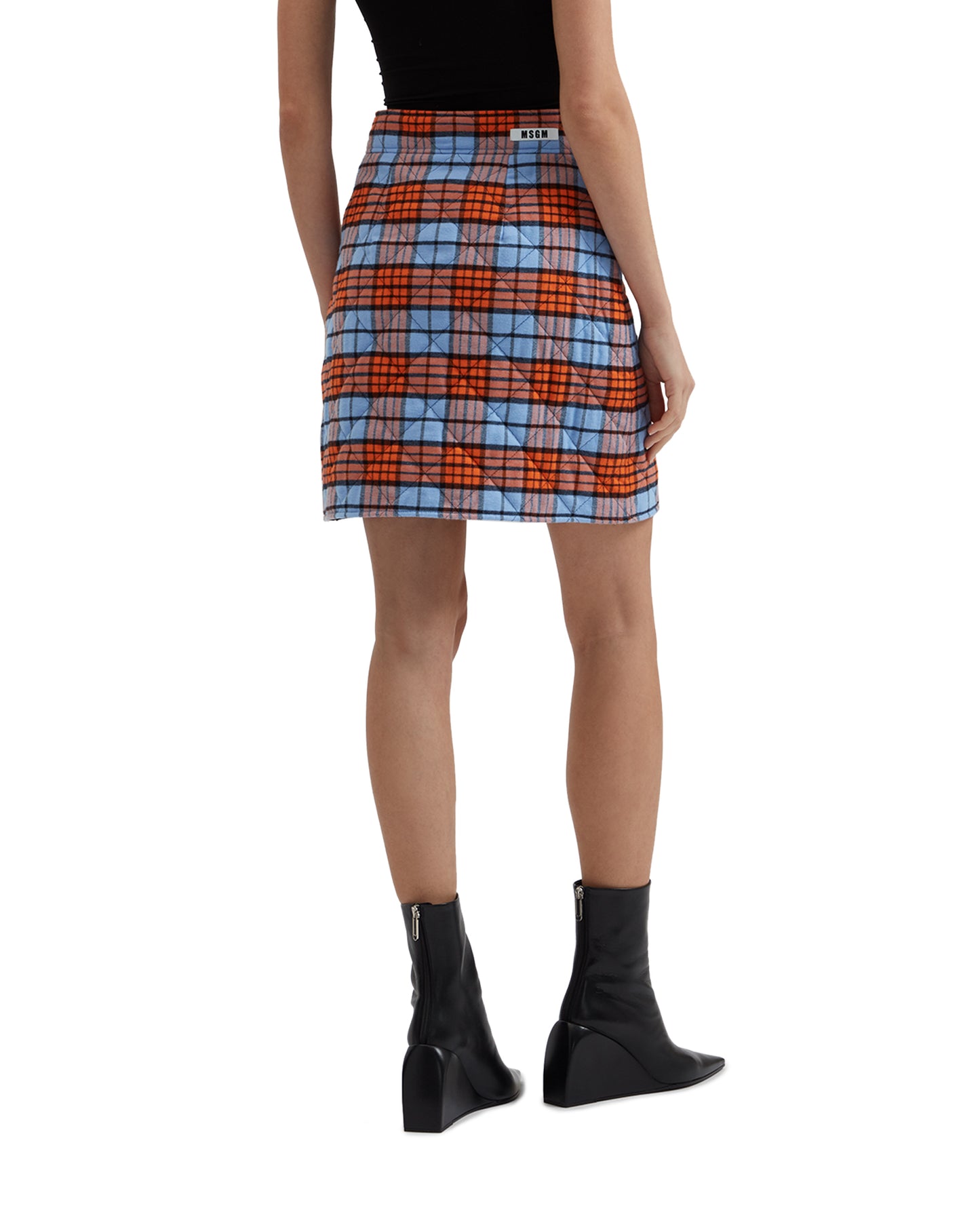 MSGM Plaid A-line skirt