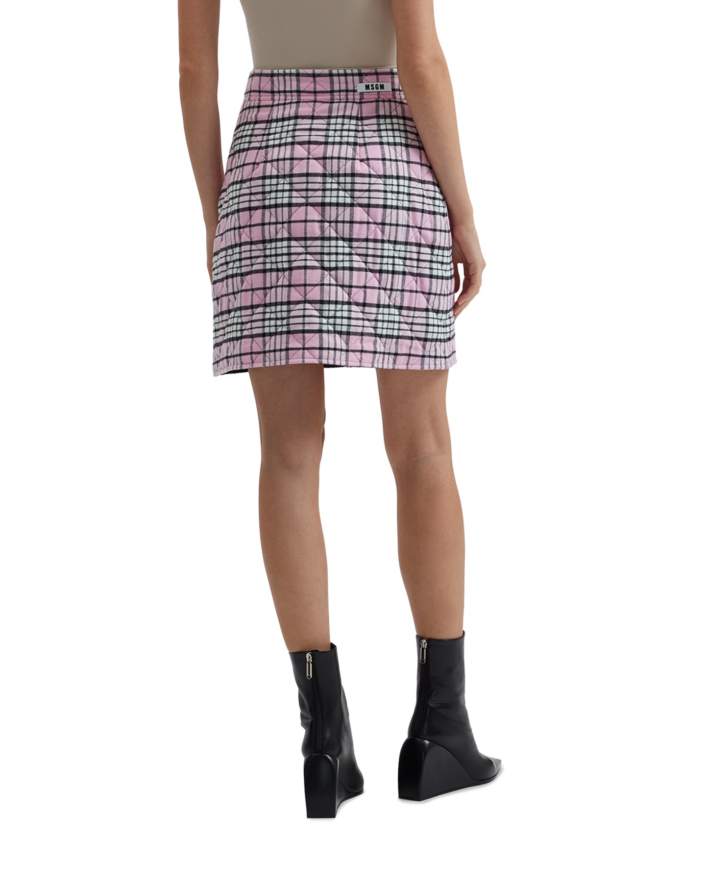 MSGM Plaid A-line skirt