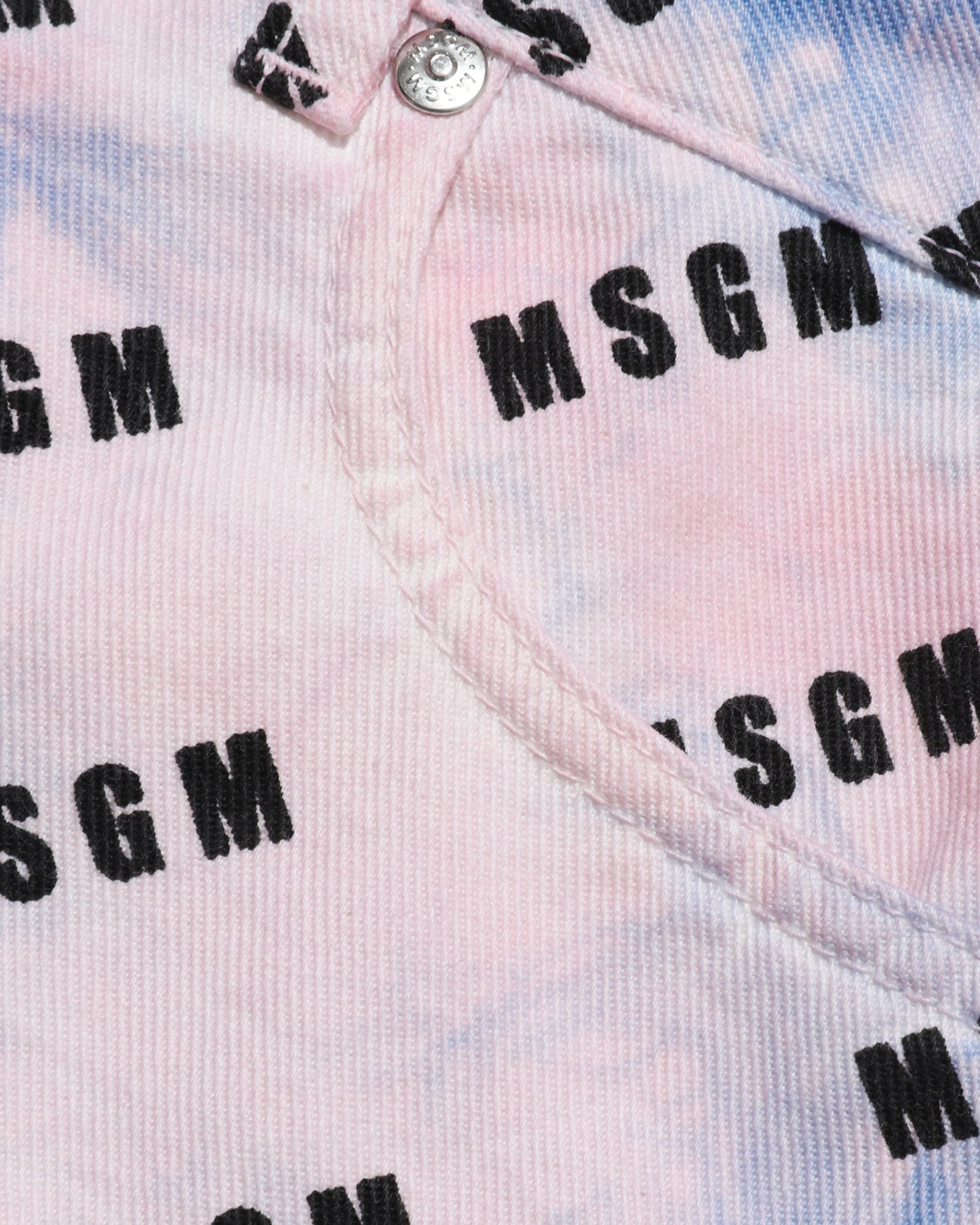 MSGM Tie-dye all-over logo denim shorts