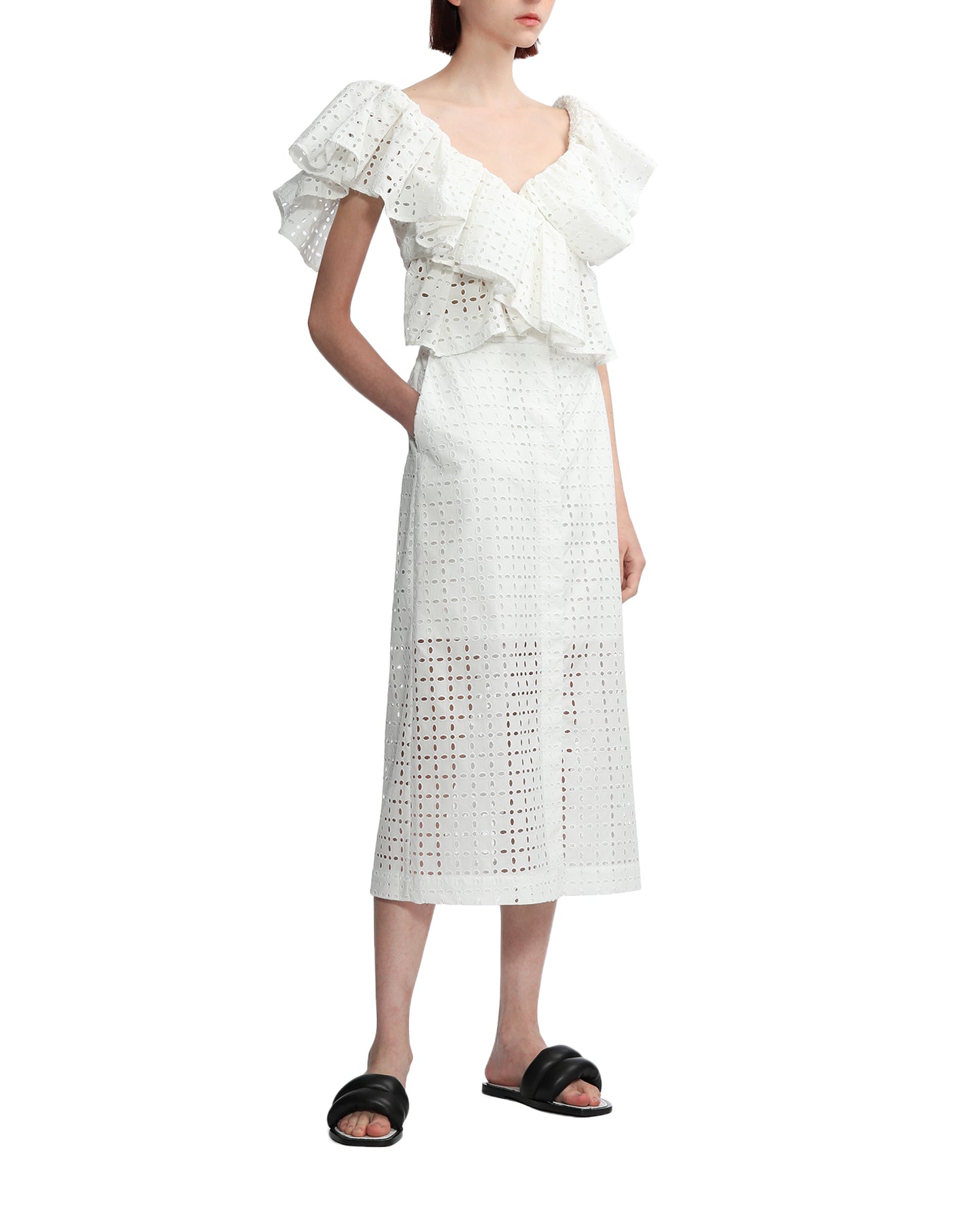 MSGM Broderie anglaise crop top