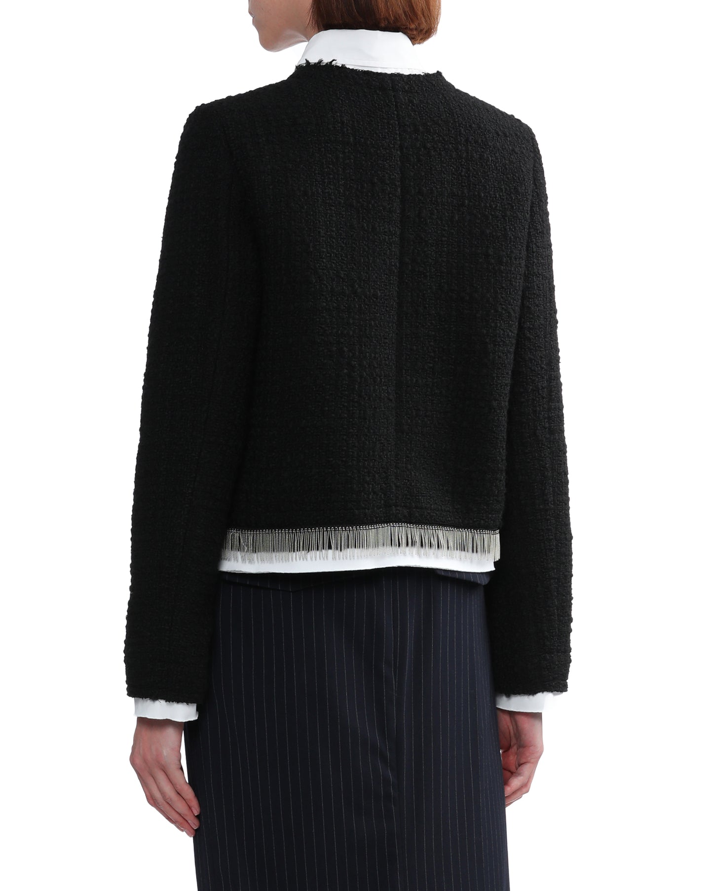 NO.21 Bouclé fringe-trim jacket