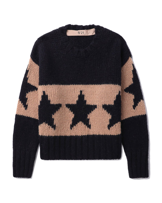 NO.21 Stars stripe intarsia sweater