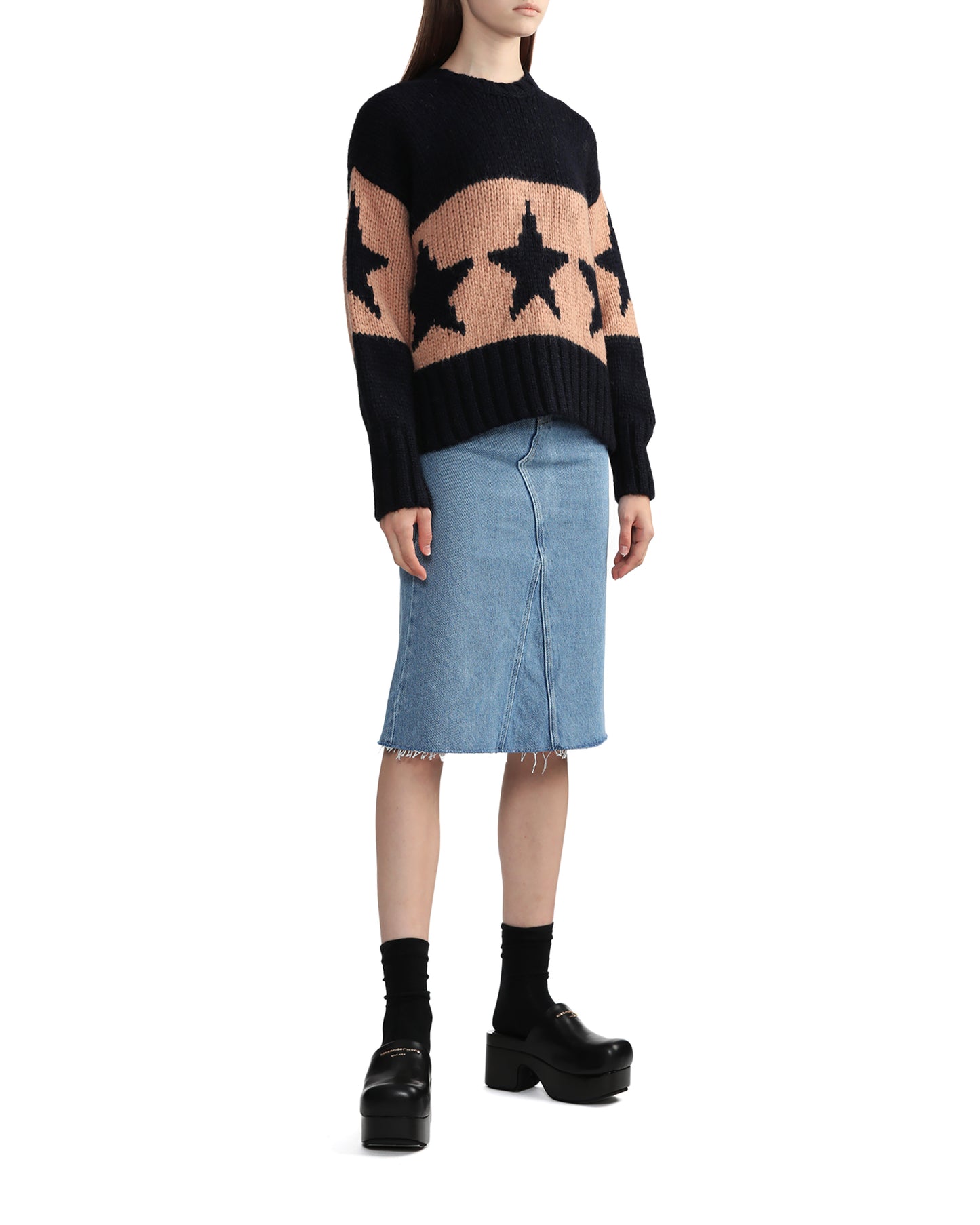 NO.21 Stars stripe intarsia sweater