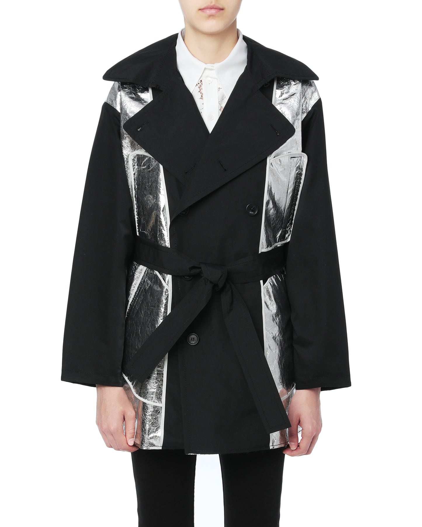 NO.21 Reversible metallic panelled trenchcoat