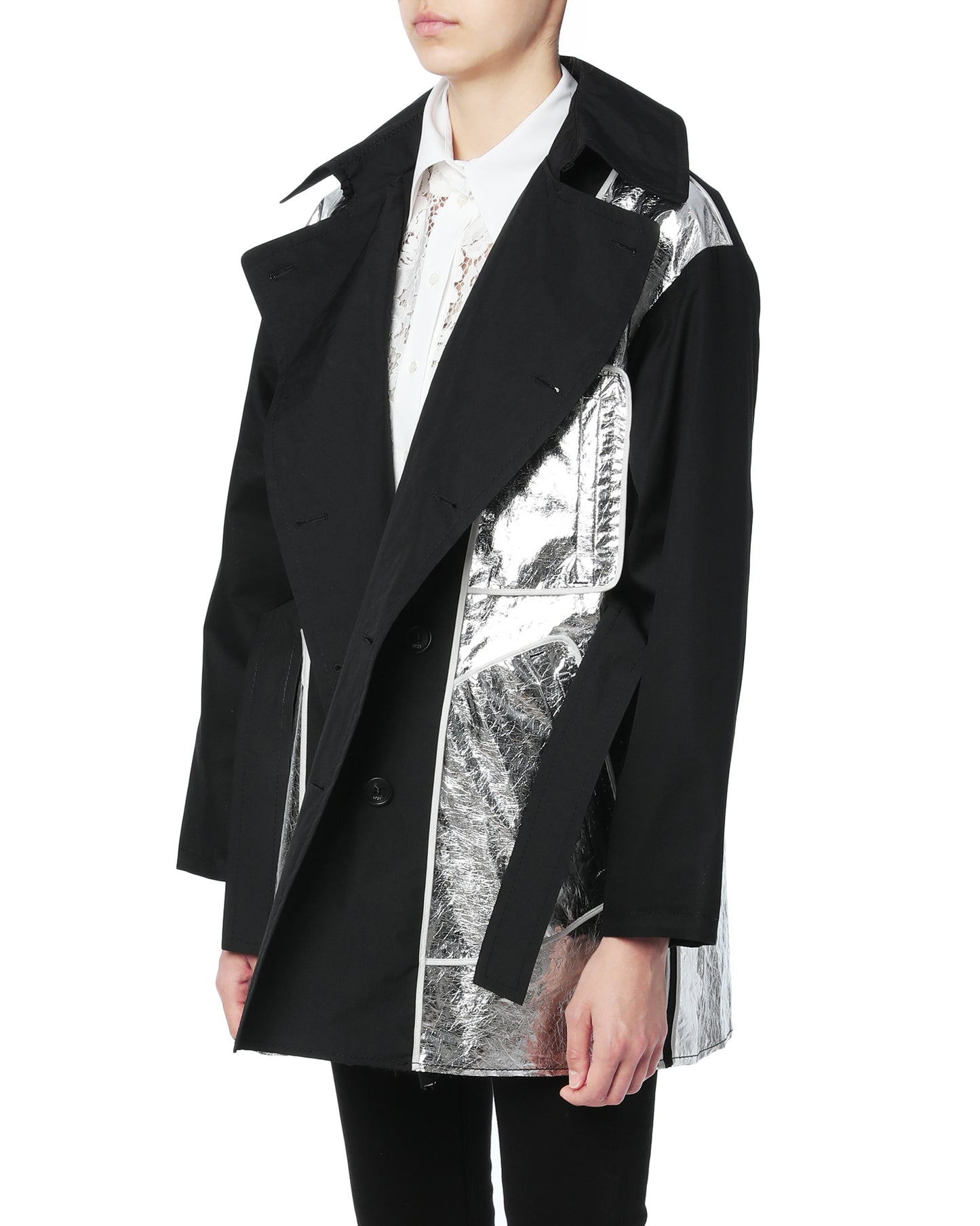 NO.21 Reversible metallic panelled trenchcoat