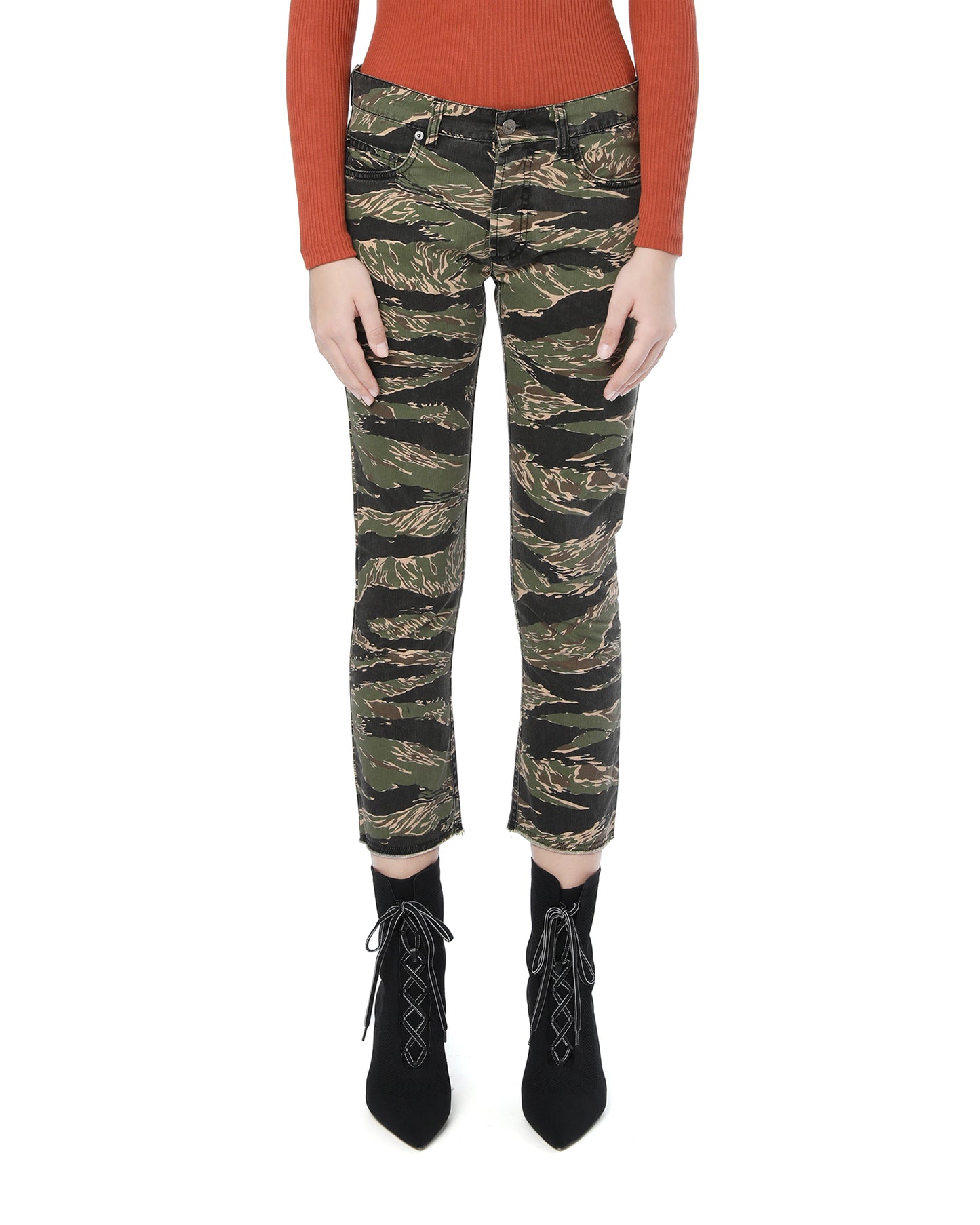 NO.21 Camo print skinny jeans