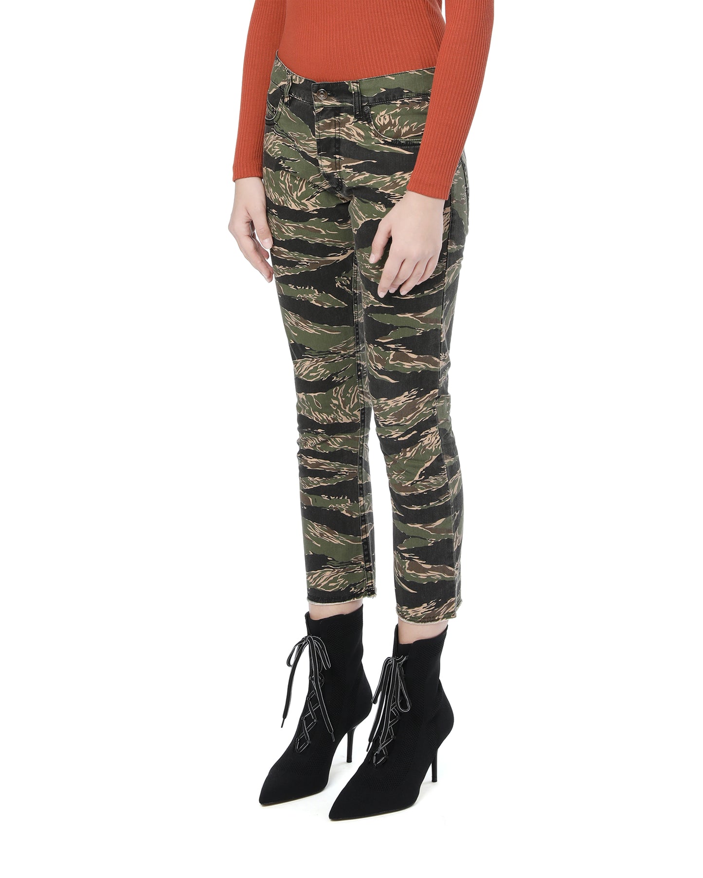 NO.21 Camo print skinny jeans