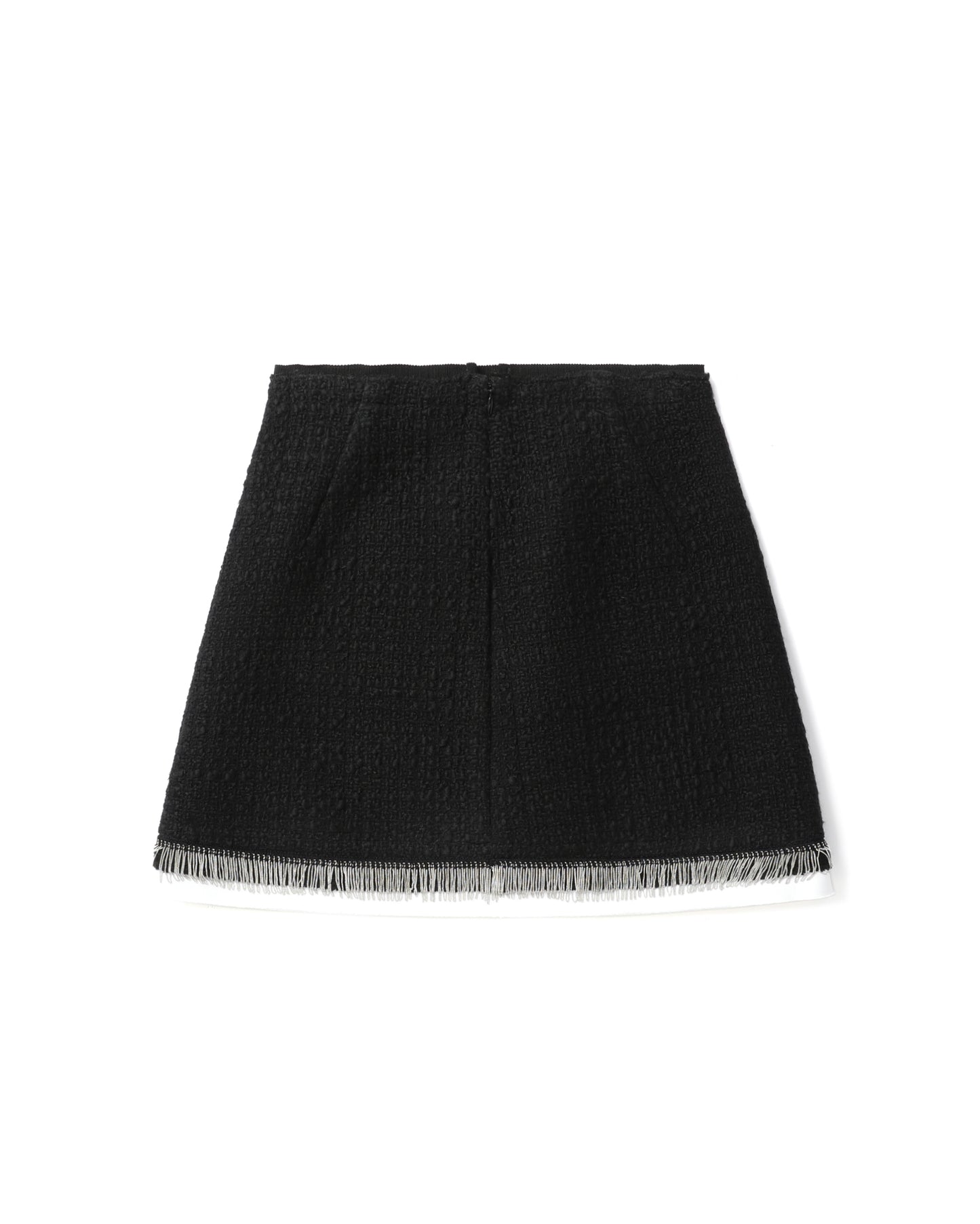 NO.21 Bouclé fringe-trim mini skirt