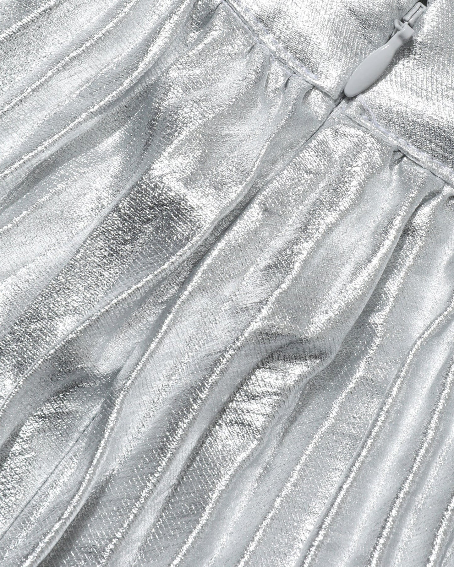 PUSHBUTTON Metallic-coated pleated skirt