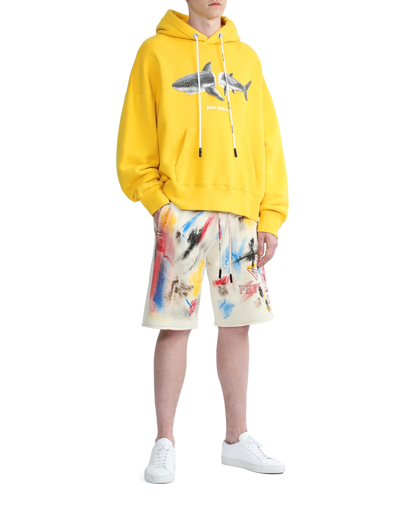 PALM ANGELS Shark print hoodie Yellow