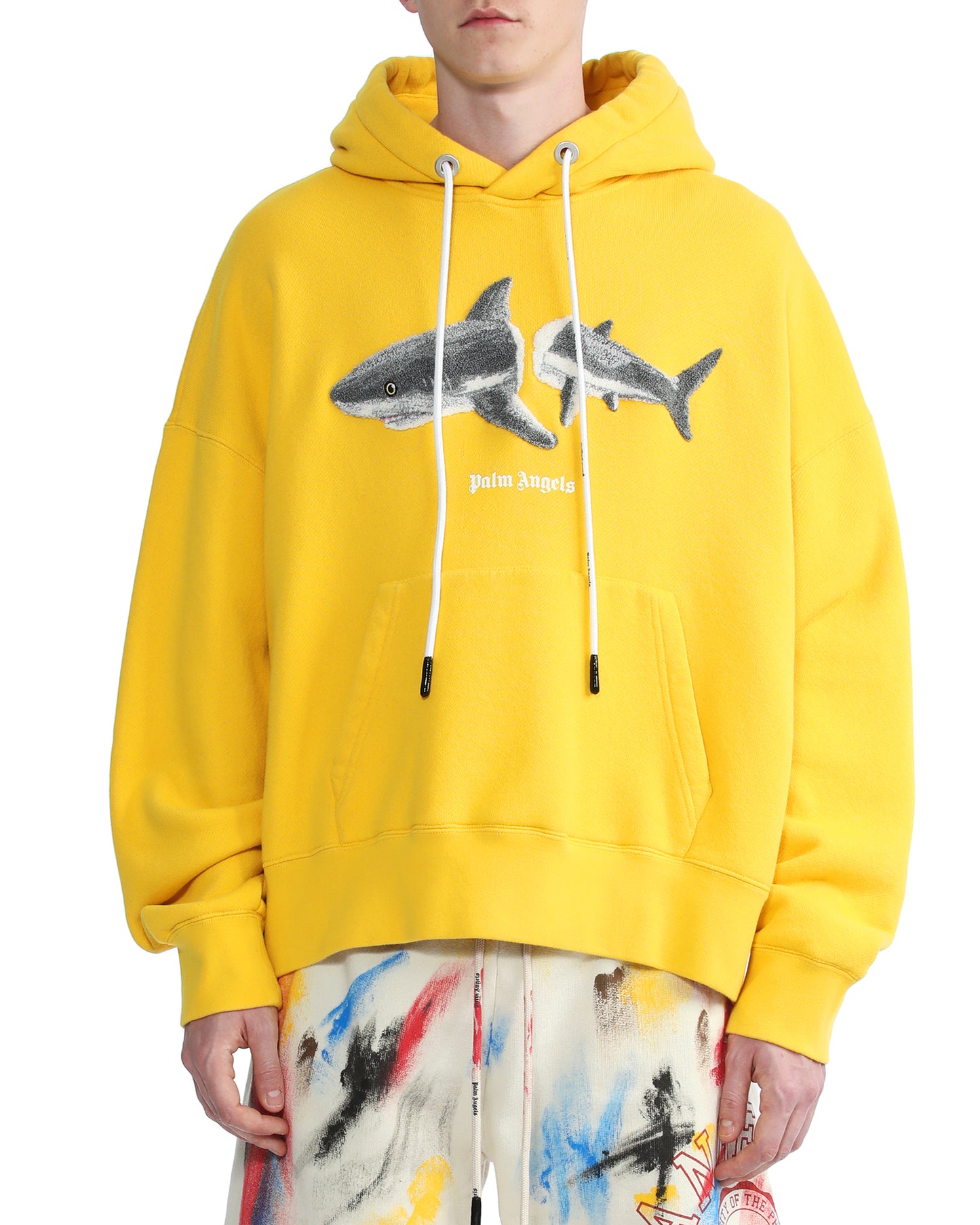 PALM ANGELS Shark print hoodie Yellow