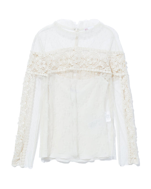 RED VALENTINO Floral embroidery sheer top