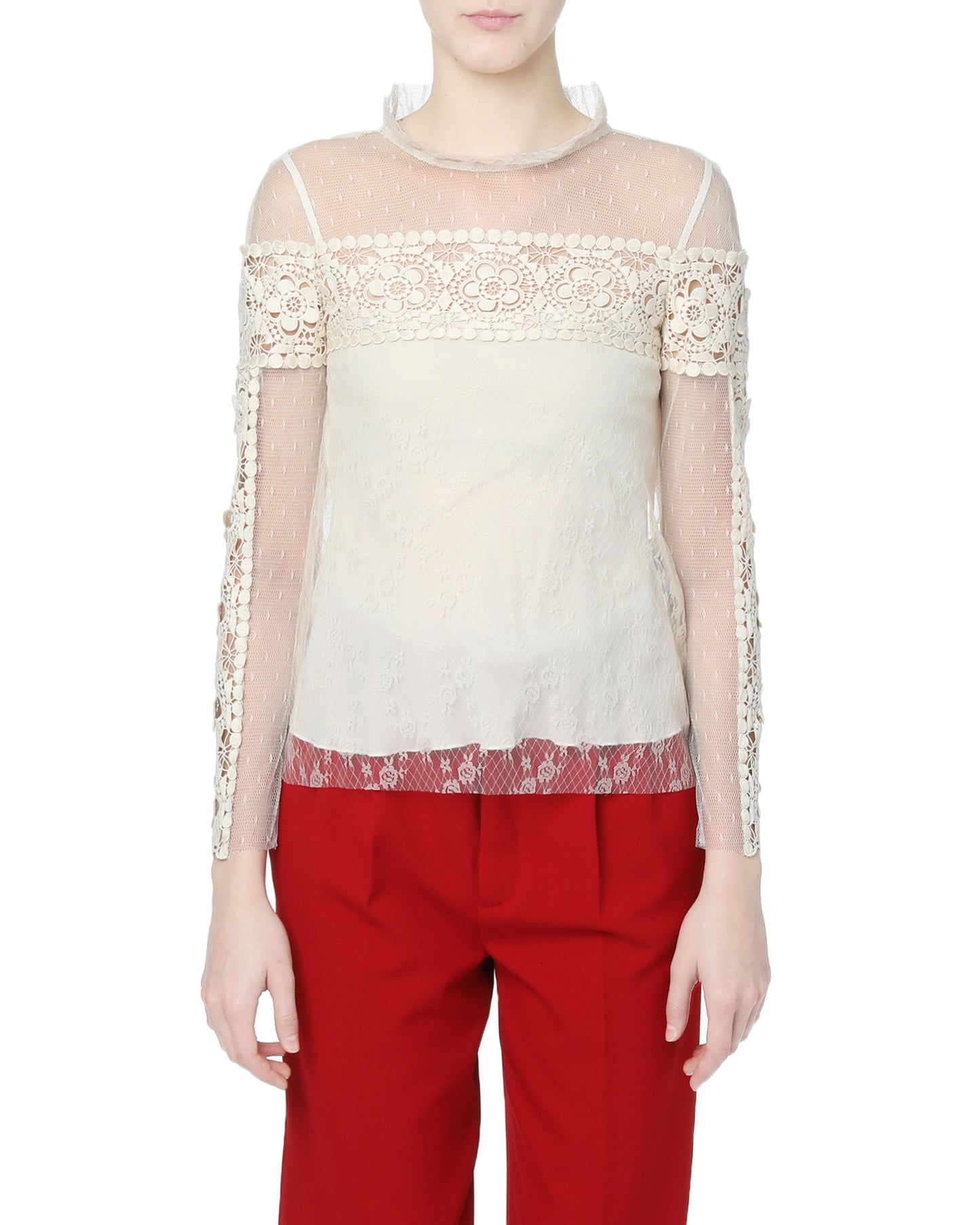 RED VALENTINO Floral embroidery sheer top