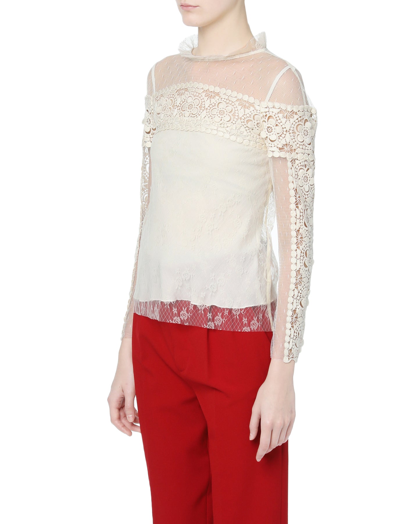 RED VALENTINO Floral embroidery sheer top