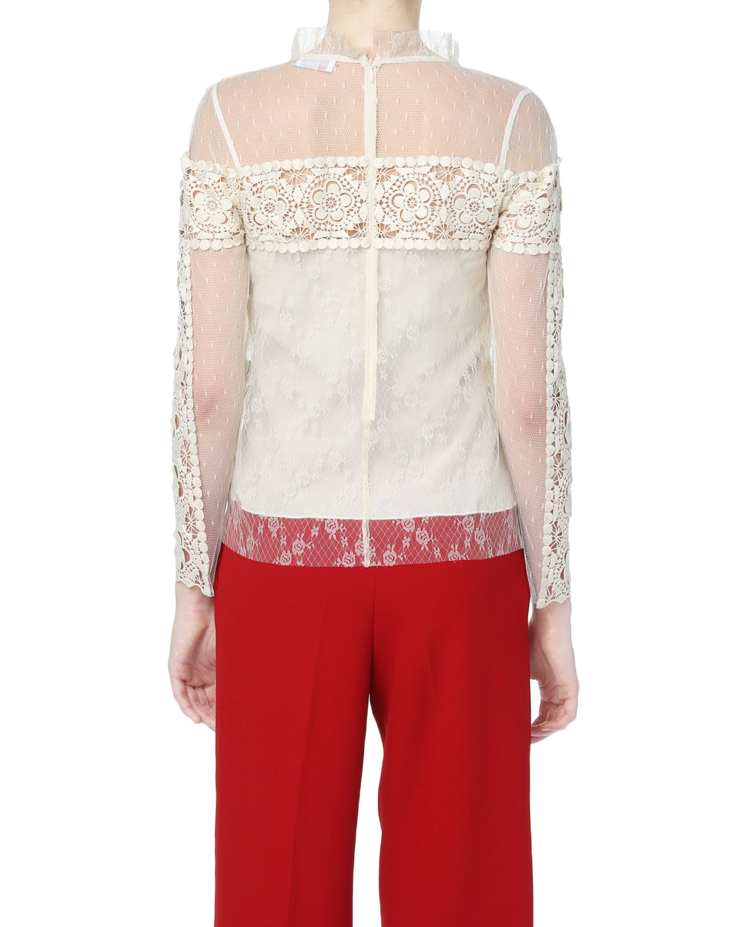 RED VALENTINO Floral embroidery sheer top